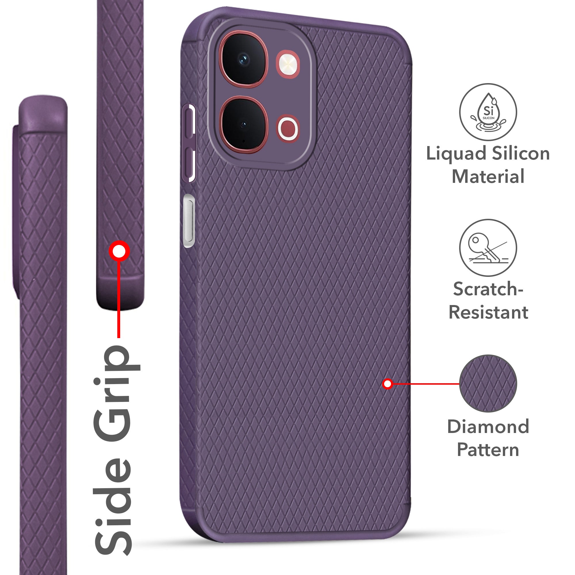 For Vivo Y31T 5G Back Cover Case Liquid Silicone (Camera Protection | Side Grip Texture | Soft and Flexible)