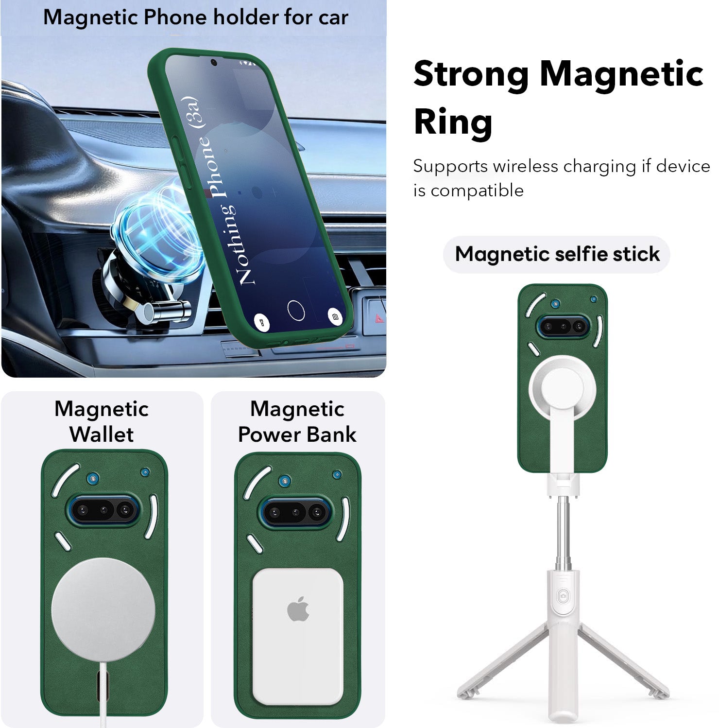 For Nothing Phone 3A 5G Back Cover Case Leather Finish (MagSafe Compatible Wireless Charging | Soft Touch | Camera Bump Protection)