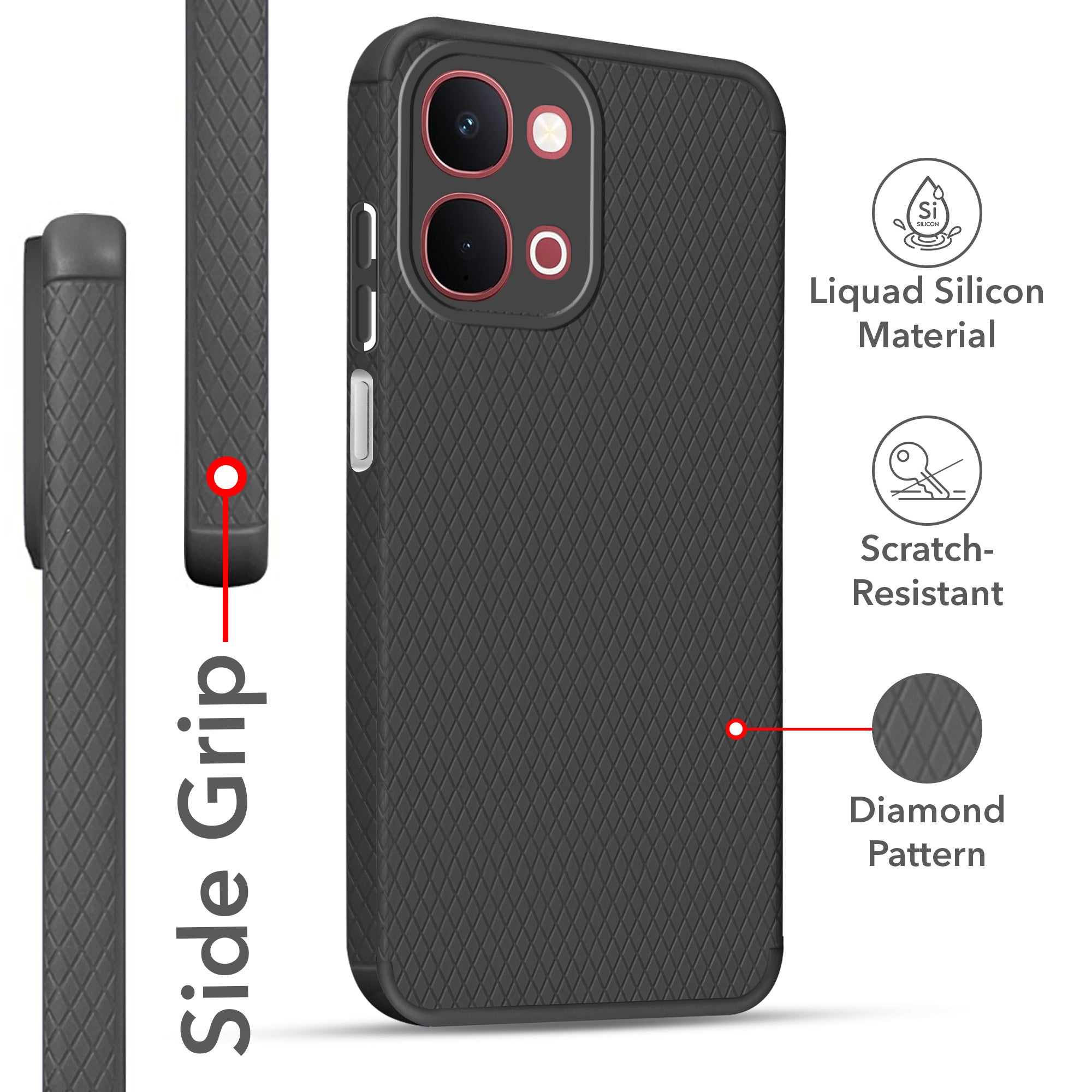 For Vivo Y31T 5G Back Cover Case Liquid Silicone (Camera Protection | Side Grip Texture | Soft and Flexible)