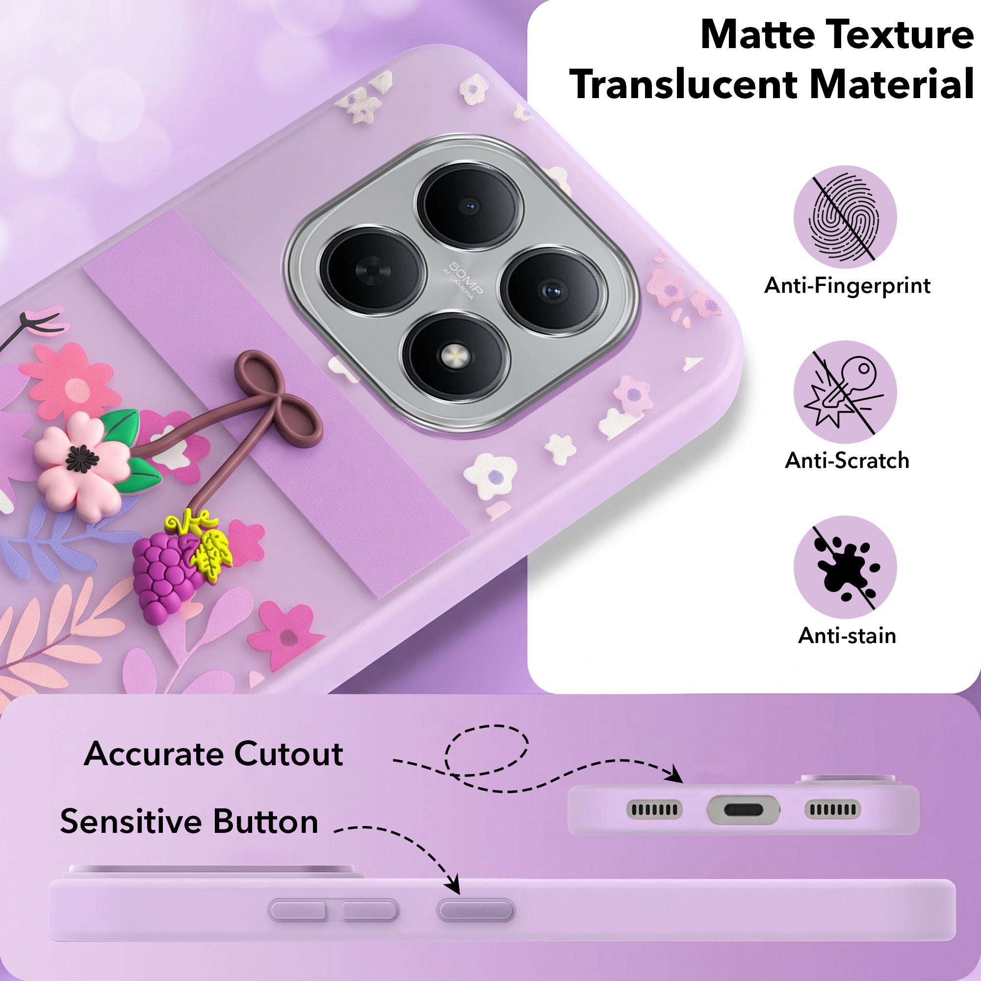 For Poco M8 5G Back Cover Case (3D Cute Cartoons | Hard Back Side Soft | Matte Premium Finish | HD Printing)