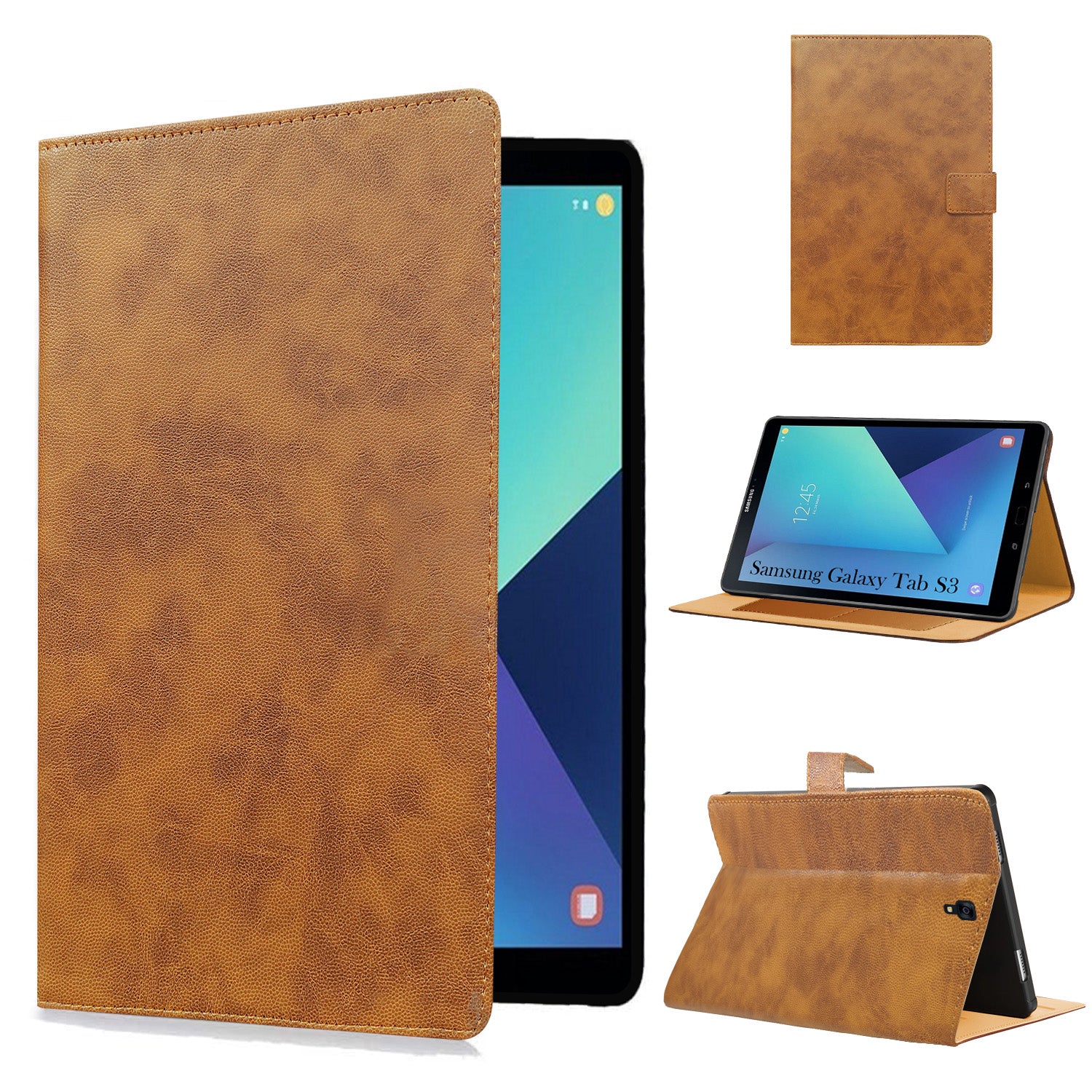 For Samsung Galaxy Tab S3 T825 9.7 Inch SM-T820/T825/T825Y  Flip Cover Folio Cover (PU Leather | Multi-Angle Smart Stand | Card Storage Slots | Silicone Back Pouch)