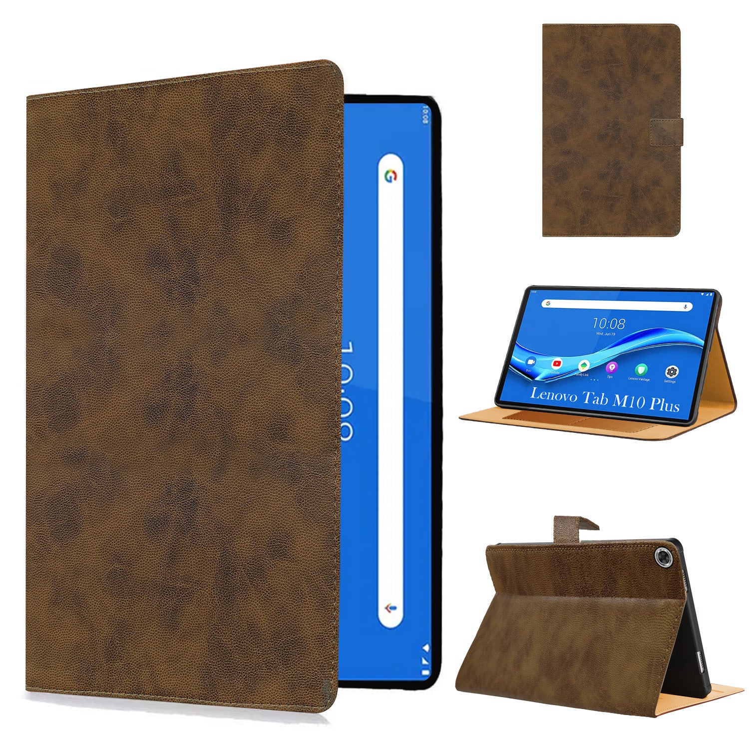 For Lenovo Tab M10 Plus 10.3 Inch TB-X606/X606F/X606X/X606V Flip Cover Folio Cover (PU Leather | Multi-Angle Smart Stand | Card Storage Slots | Silicone Back Pouch)