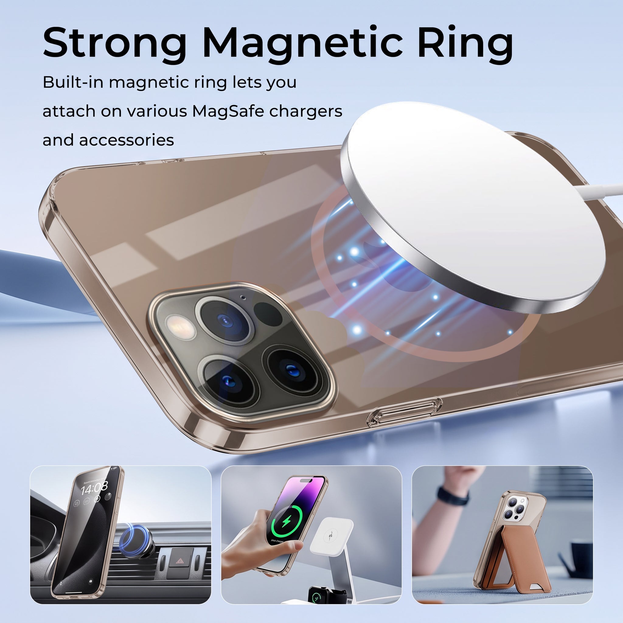 For Apple iPhone 12 Pro Back Case Cover Crystal Anti Yellow (Unbreakable PC | MagSafe Wireless Charging Support |Camera Protection Bump)