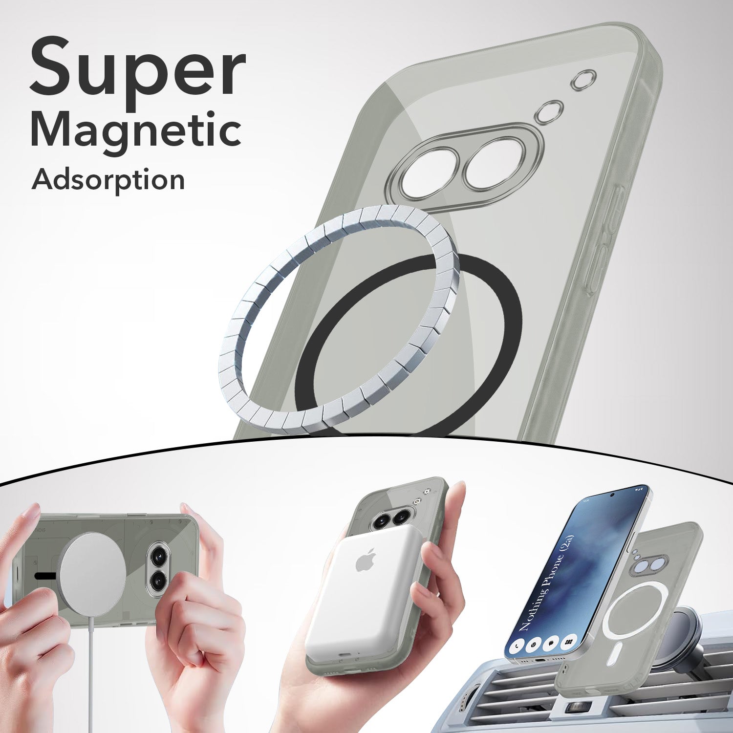 For Nothing Phone 2A 5G Back Cover Case Lifetime Anti-Yellow MagSafe Compatible Clear (Sleek Hard Crystal | Shockproof and Camera Protection)