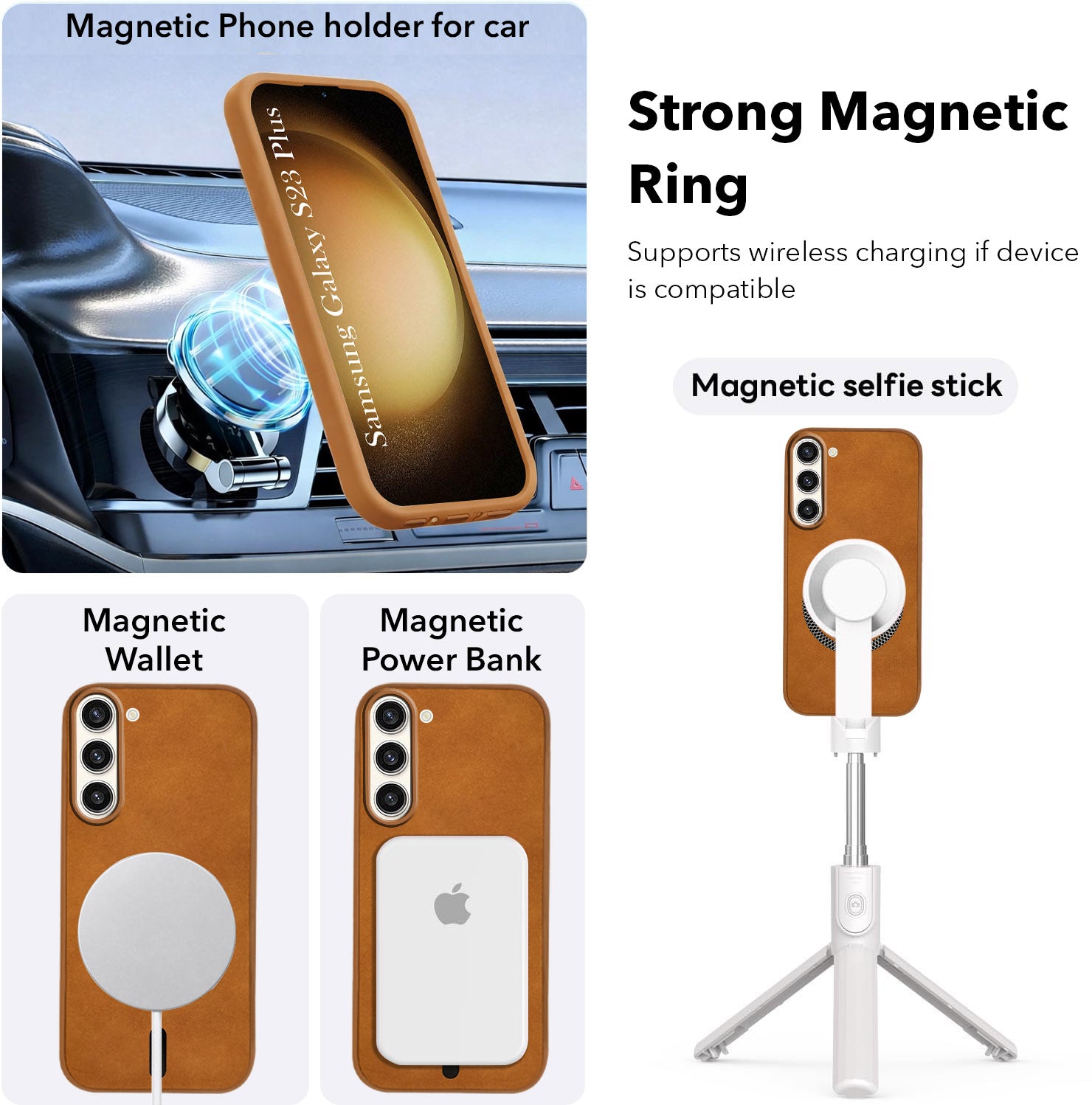 For Samsung Galaxy S23 Plus 5G Back Cover Case Leather Finish (MagSafe Compatible Wireless Charging | Soft Touch | Camera Bump Protection)