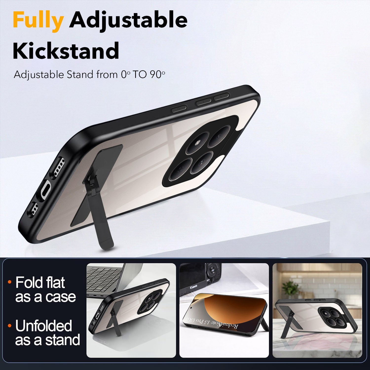 For Xiaomi Redmi Note 15 Pro 5G Back Cover Case (Built-in Stand | Lifetime Anti Yellow | Kickstand Shockproof | Camera Protection | MagSafe Compatible)