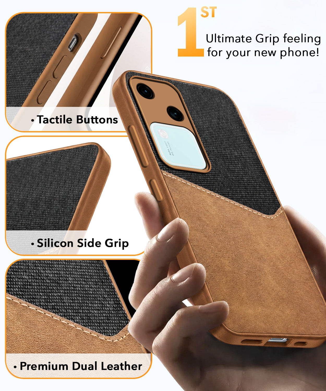 For Vivo V30 Back Cover Case (Dual PU Leather Stitch | Professional Minimalist | Soft and Flexible)