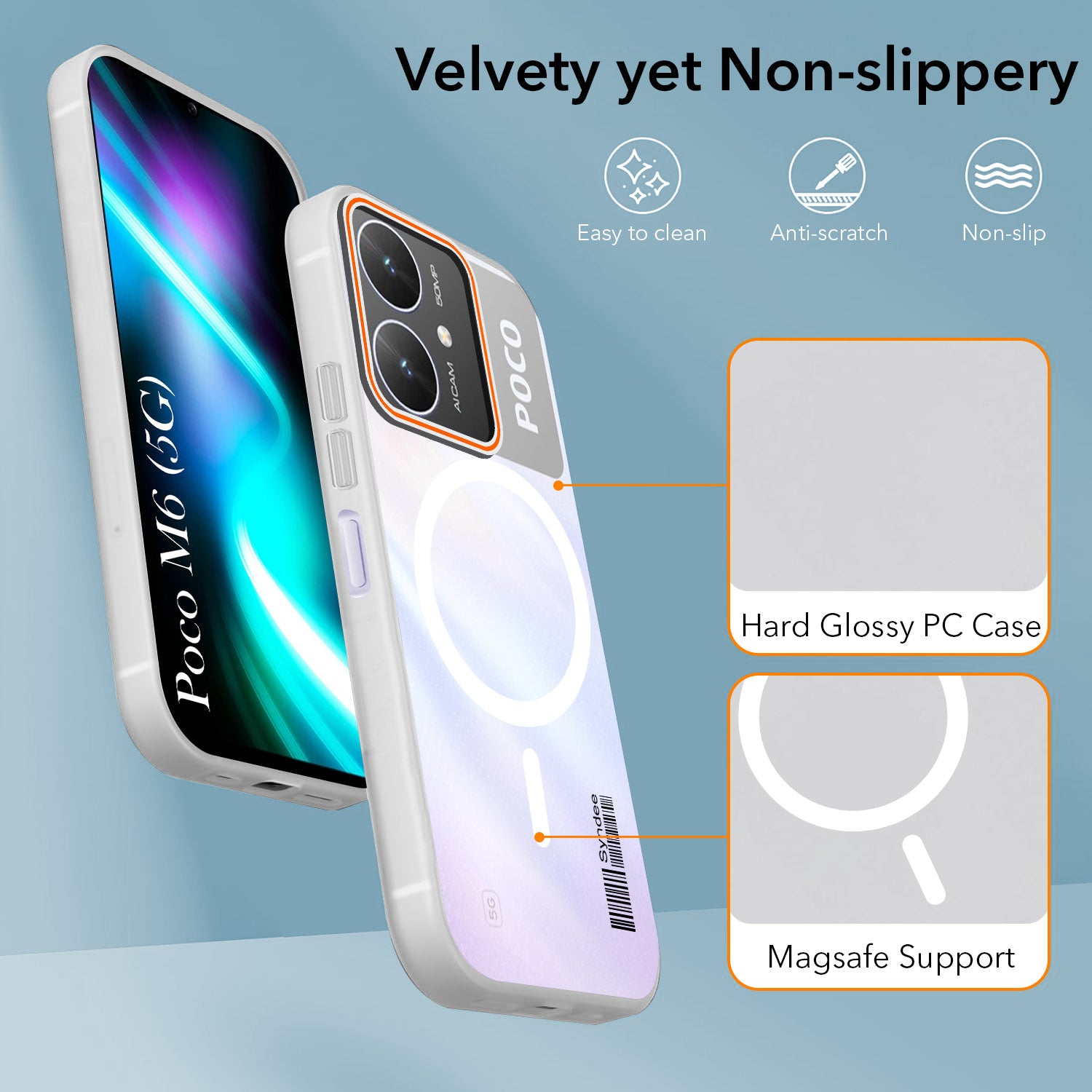 For Poco M6 5G Back Cover Case (Soft Touch | Camera Bump Protection | MagSafe Compatible | Matte Finish)