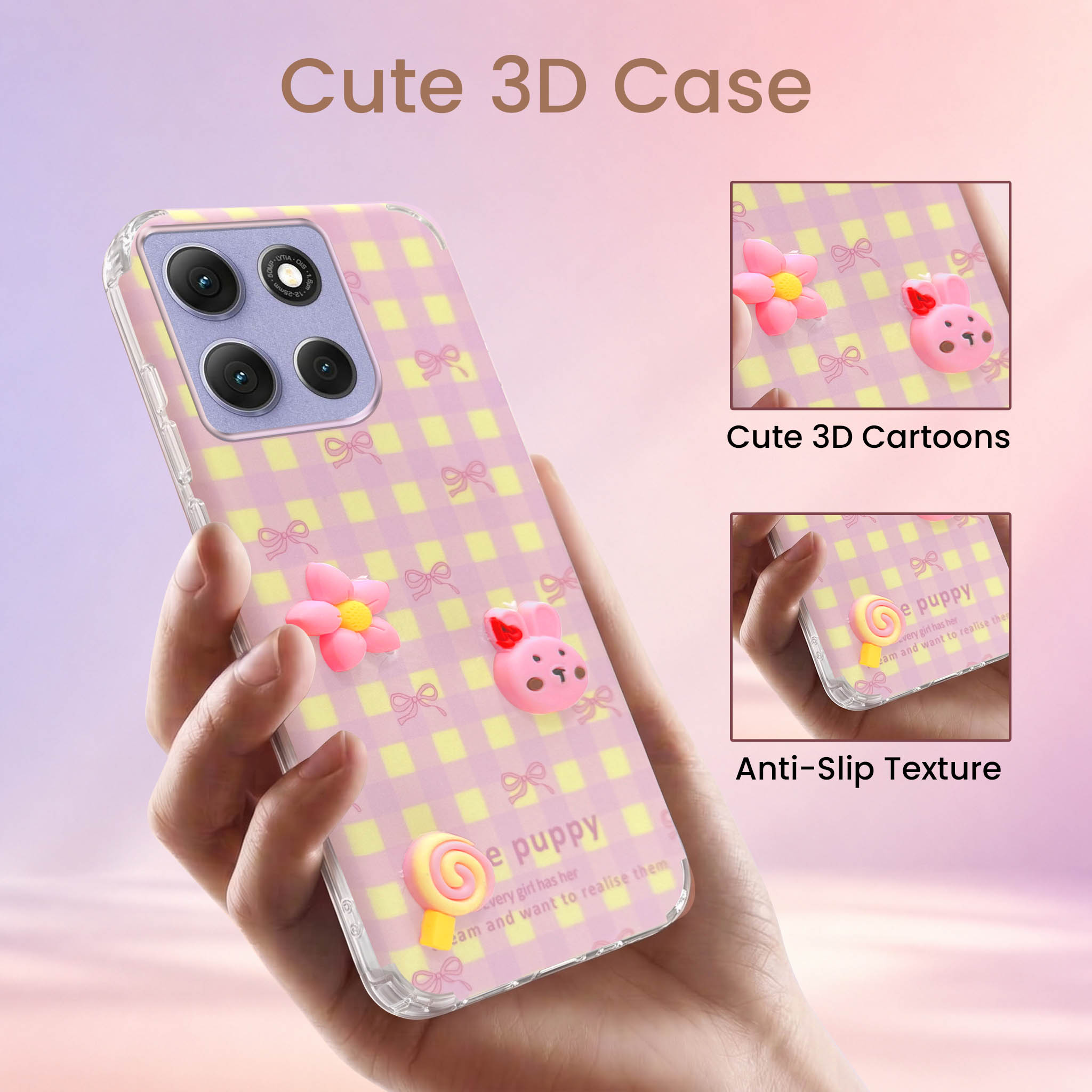 For Motorola Moto G86 Power Back Cover Case (3D Cute Cartoons | Hard Back Side Soft | Matte Premium Finish | HD Printing)