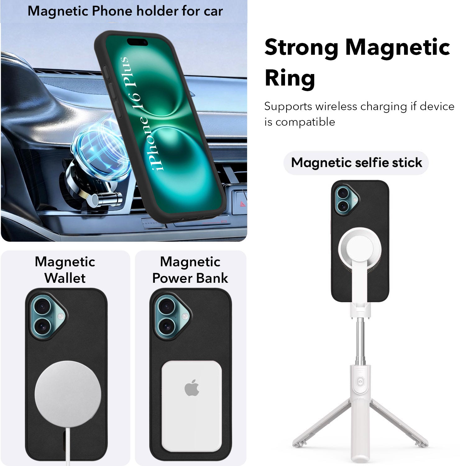 For Apple iPhone 16 Plus Back Cover Case (Sleek Leather Finish | MagSafe Compatible Wireless Charging | Camera Bump Protection)