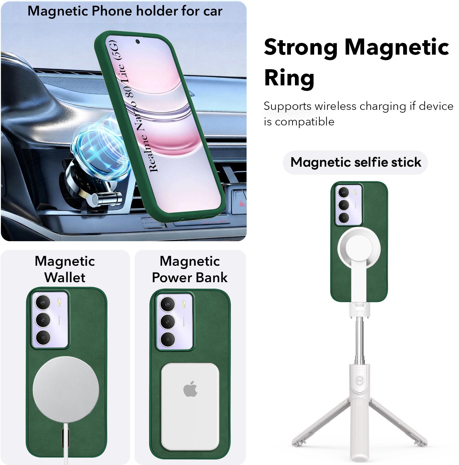 For Realme Narzo 80 Lite 5G Back Cover Case Leather Finish (MagSafe Compatible Wireless Charging | Soft Touch | Camera Bump Protection)