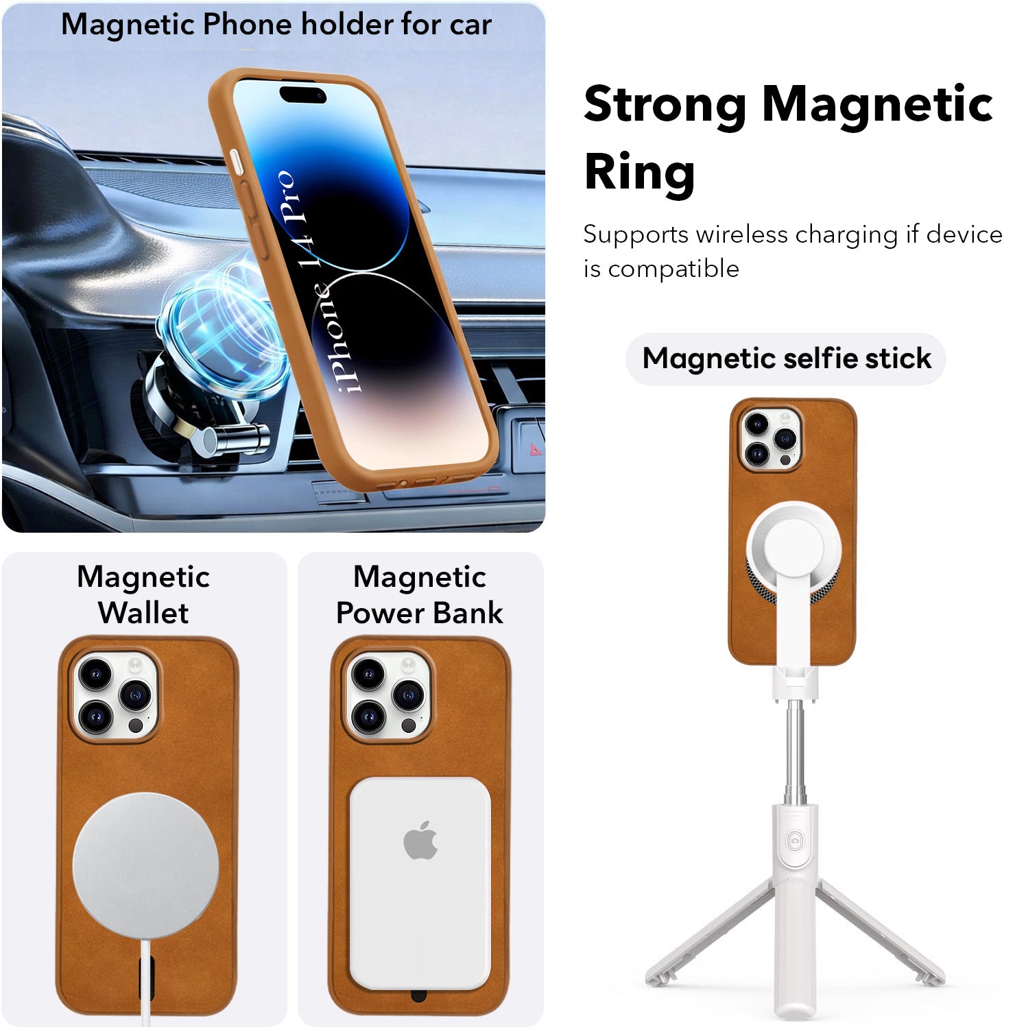 For Apple iPhone 14 Pro Back Cover Case Leather Finish (MagSafe Compatible Wireless Charging | Soft Touch | Camera Bump Protection)