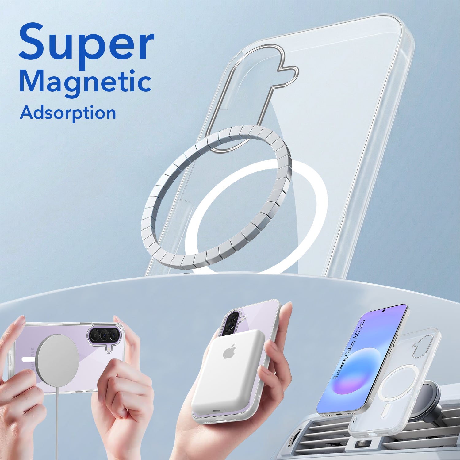 For Samsung Galaxy A57 5G Back Cover Case Lifetime Anti-Yellow MagSafe Compatible Clear (Sleek Hard Crystal | Shockproof and Camera Protection)