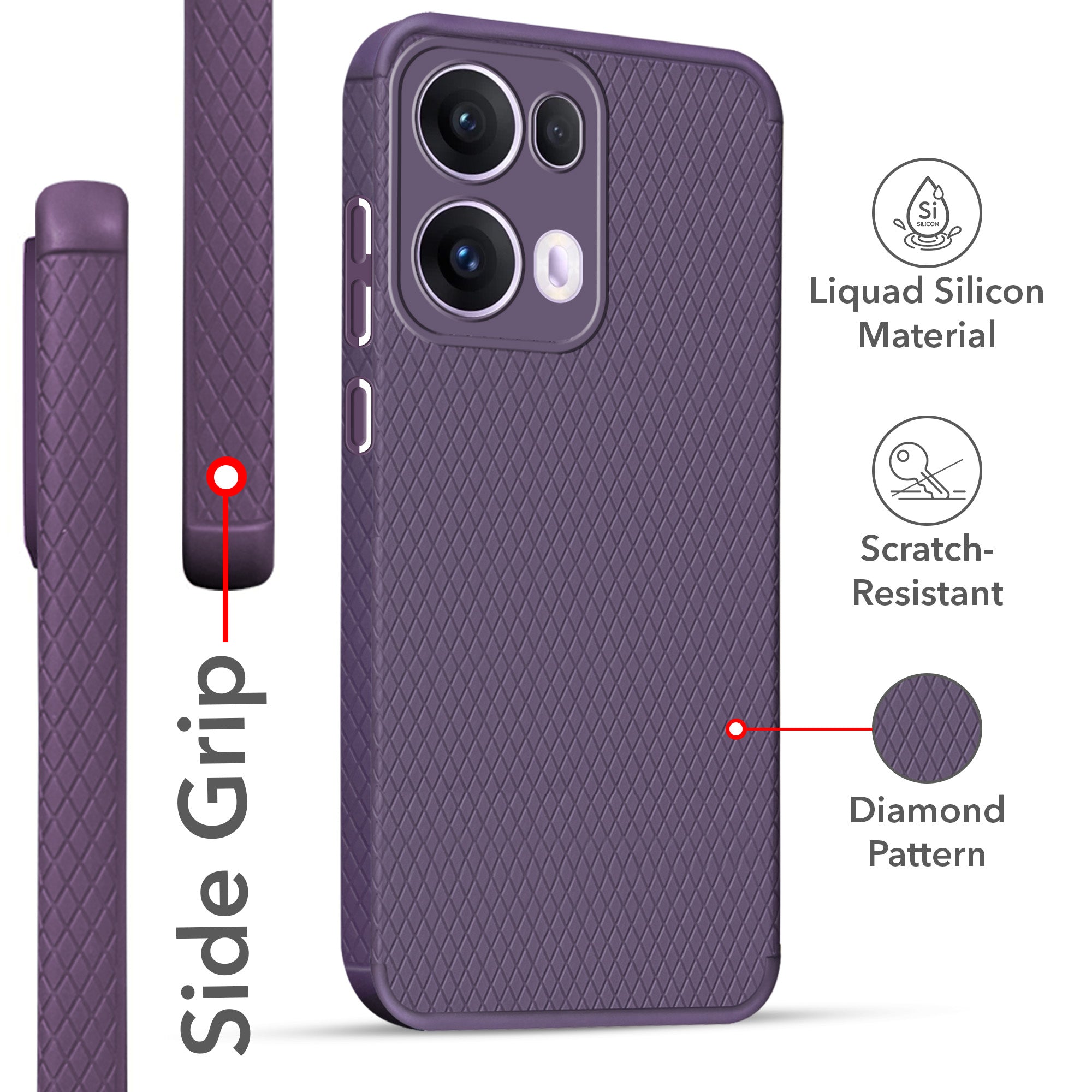 For Oppo Reno13 Pro | Oppo Reno 13 Pro Back Cover Case (Camera Protection | Side Grip Texture | Soft and Flexible)
