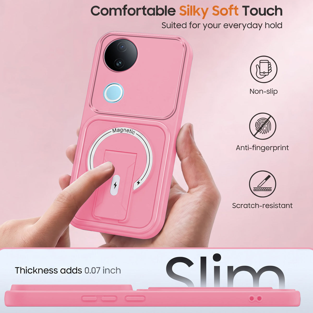 For Vivo iQOO Z10R Back Case Cover Metallic (Hybrid Armor Kickstand | MagSafe Compatible | Camera Protection Shockproof)