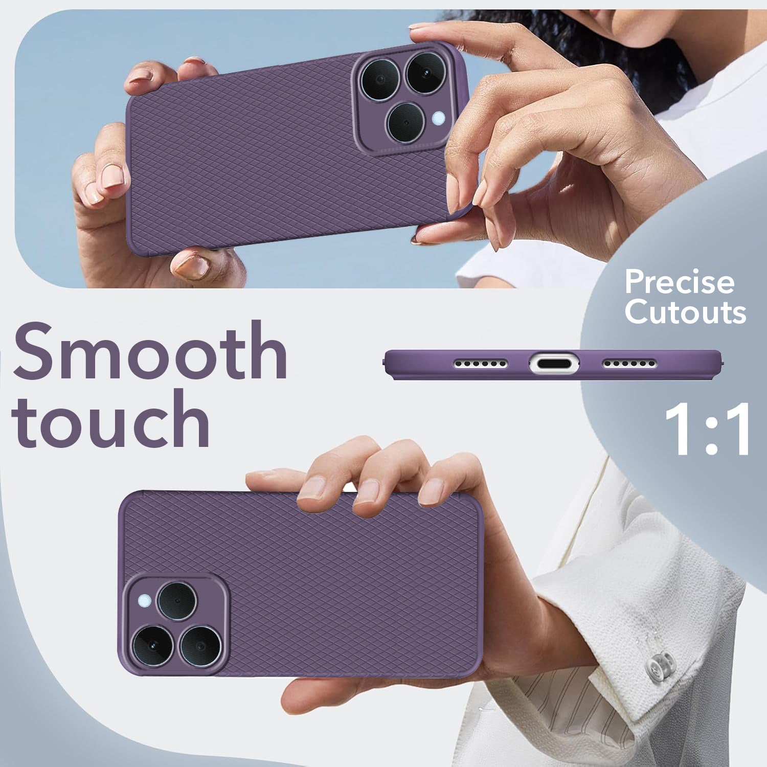 For Realme 15T | Realme Narzo 90 Back Cover Case(Camera Protection | Side Grip Texture | Soft and Flexible)