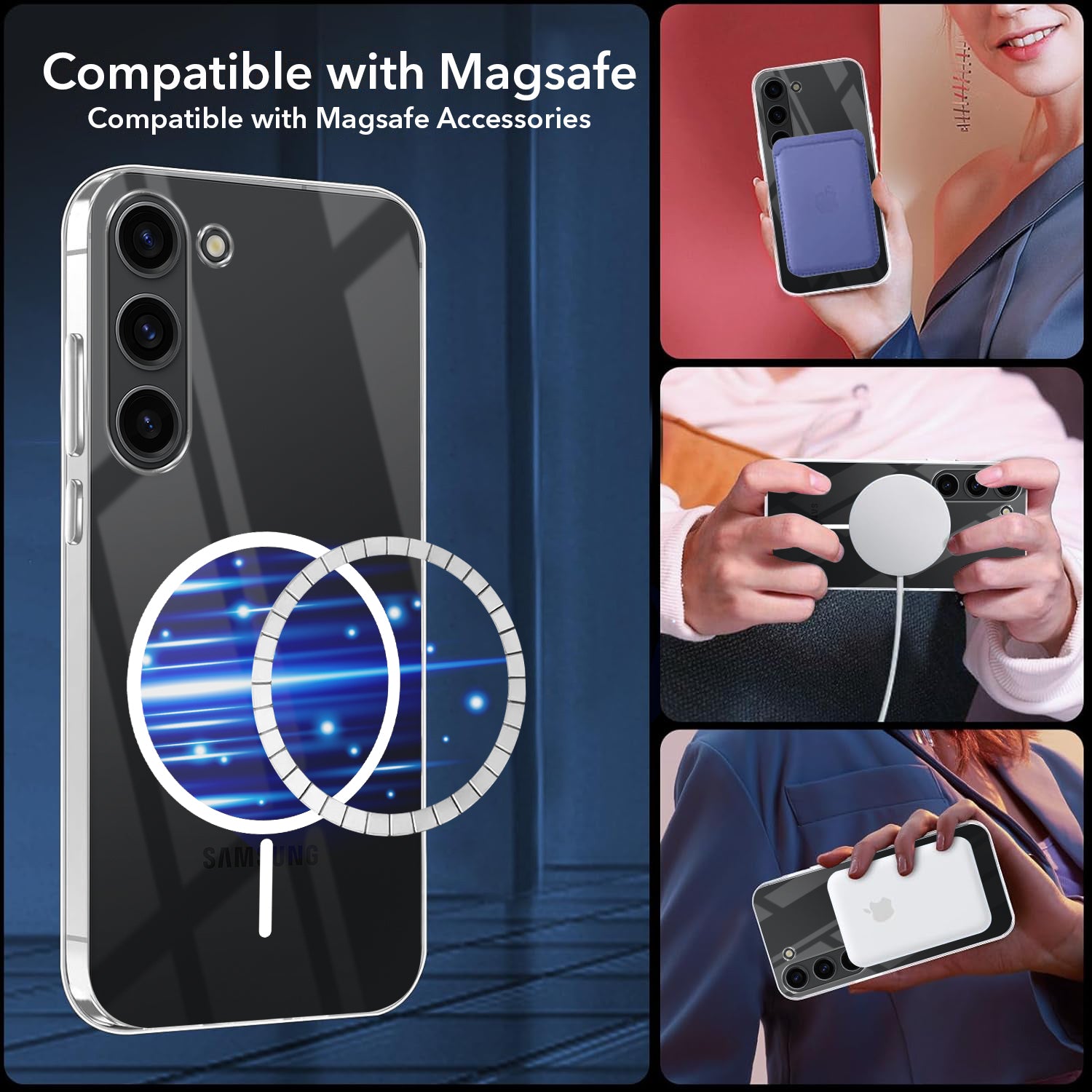 For Samsung Galaxy S23 5G Back Cover Case (Crystal Clear Case | MagSafe Wireless Charging Support | Hard Anti Yellow | Camera Protection Bump)
