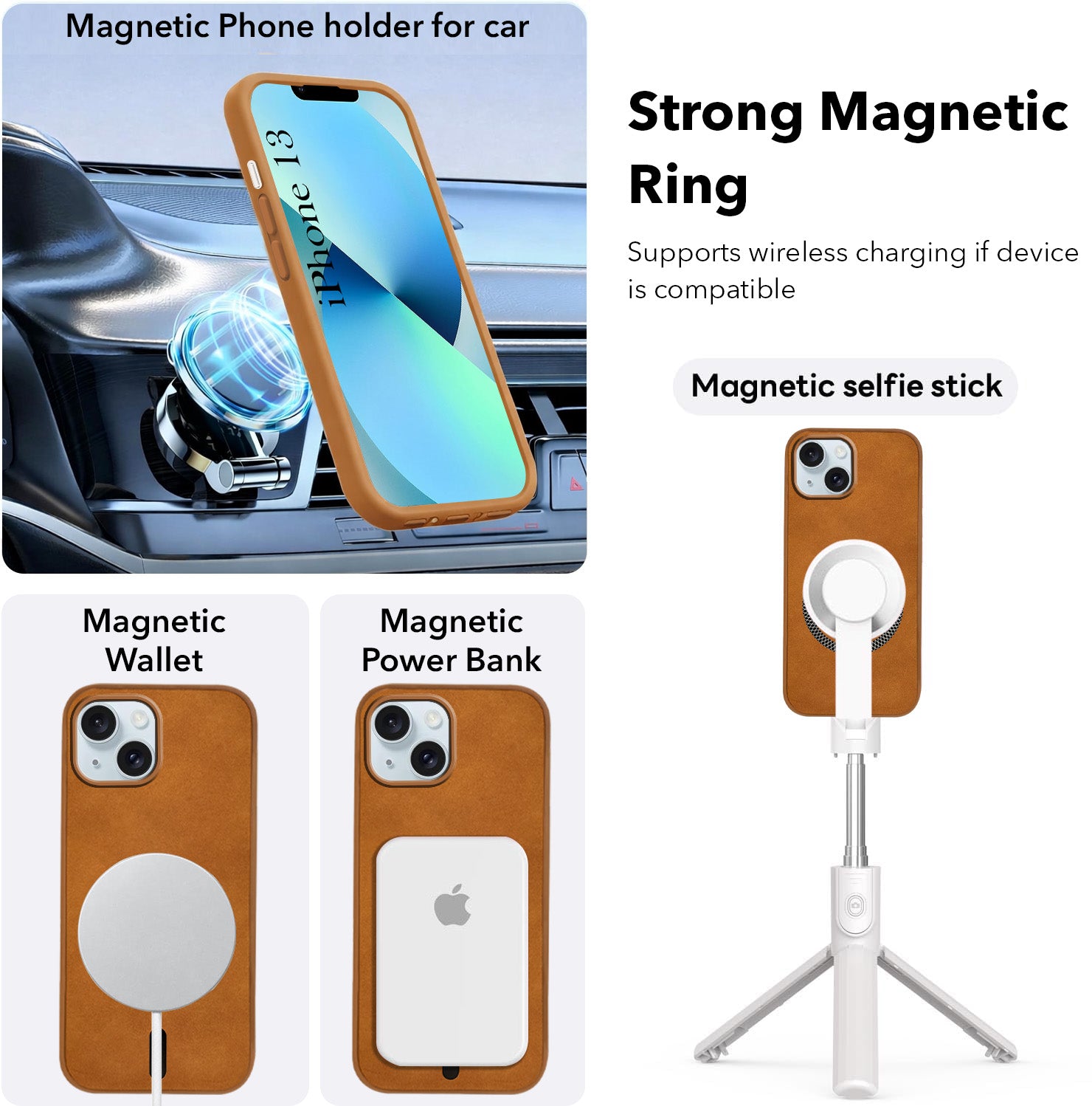 For Apple iPhone 13 Back Cover Case (Sleek Leather Finish | MagSafe Compatible Wireless Charging | Camera Bump Protection)