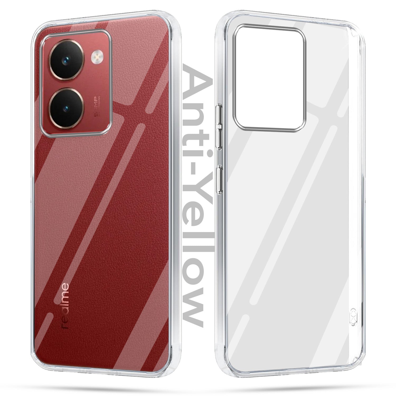 For Realme P3 Ultra Combo with Back Cover and 9H Tempered Glass (Lifetime Anti-Yellow | Sleek Hard Crystal | Oleophobic Coating Screen Glass)
