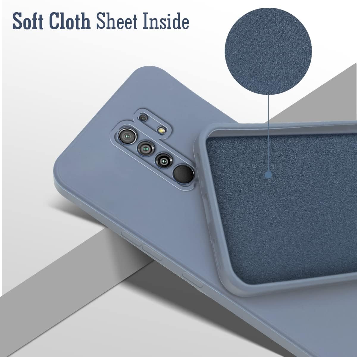 For Poco M2 Back Cover Case (Matte Finish Silicone with Fiber Cloth)