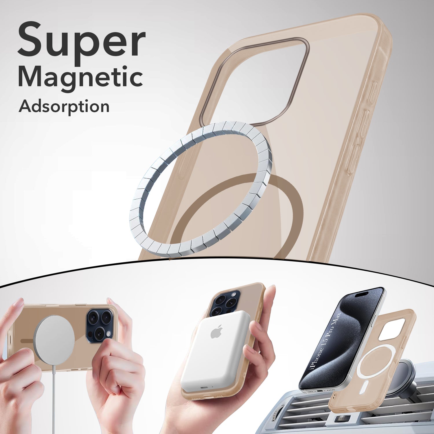 For Apple iPhone 15 Pro Max Back Cover Case Lifetime Anti-Yellow MagSafe Compatible Clear (Sleek Hard Crystal | Camera Protection and Shockproof)