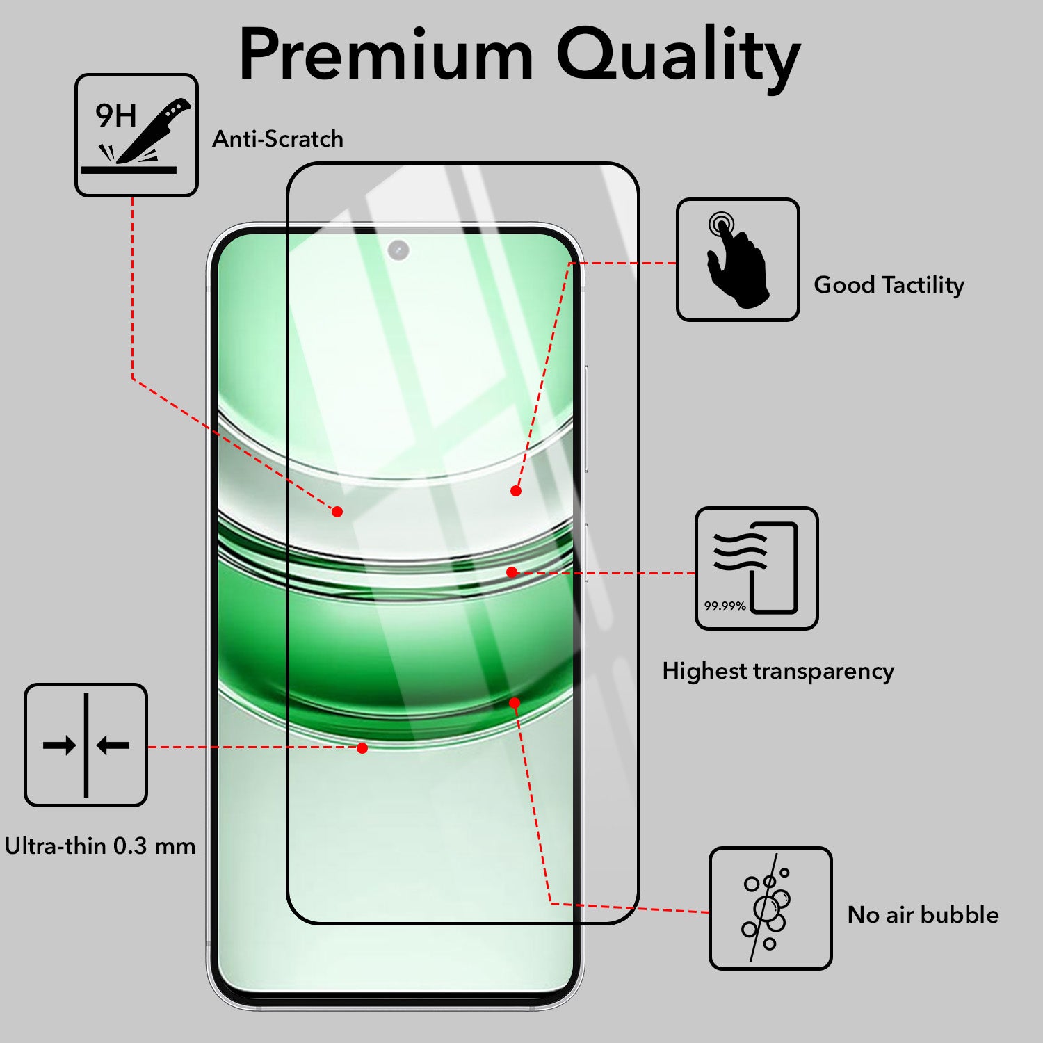 Tempered Glass For Realme C75 5G Military-Grade Gorilla  Screen Protector With Installation Kit | Shatterproof, Full Coverage, HD Clear, Scratch Resistant (Pack of 1)