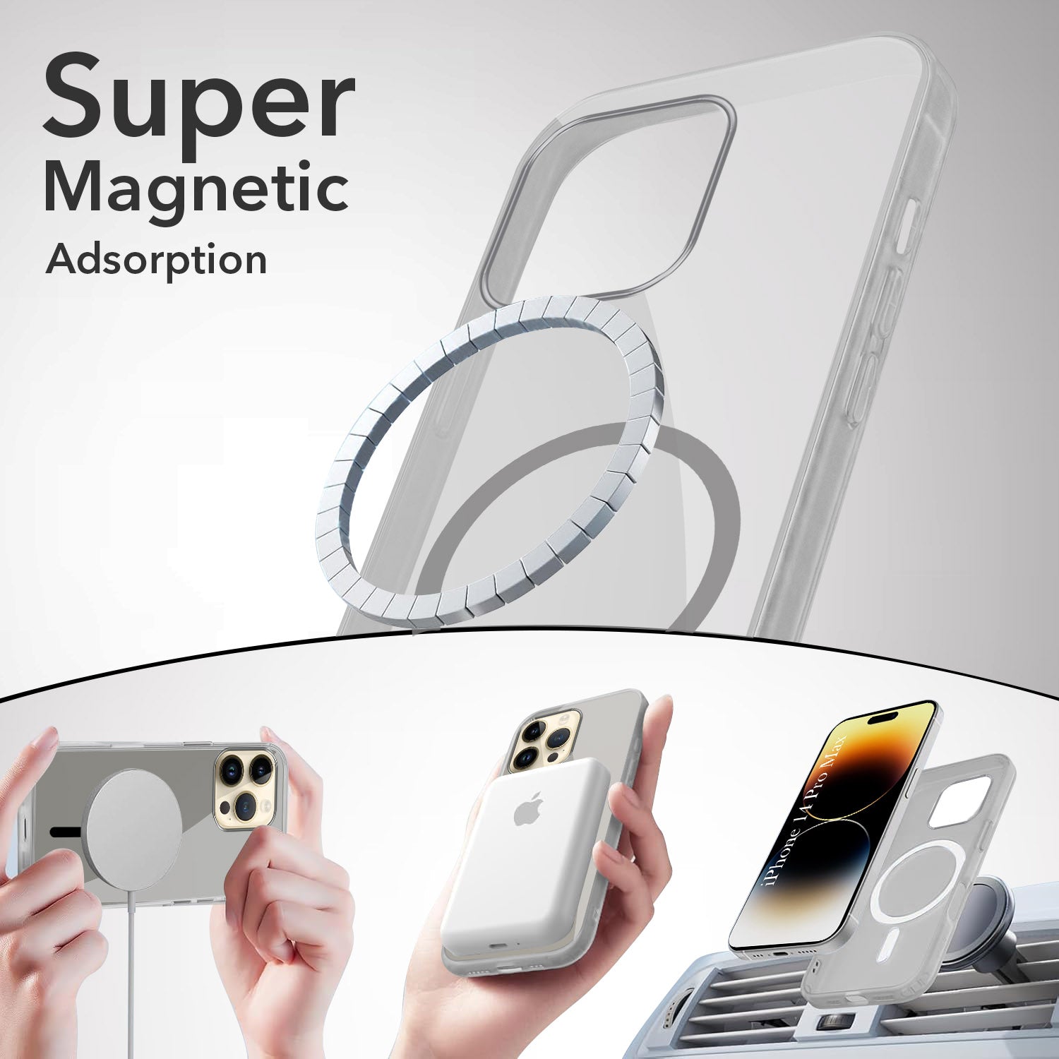 For Apple iPhone 14 Pro Max Back Cover Case Lifetime Anti-Yellow MagSafe Compatible Clear (Sleek Hard Crystal | Camera Protection and Shockproof)