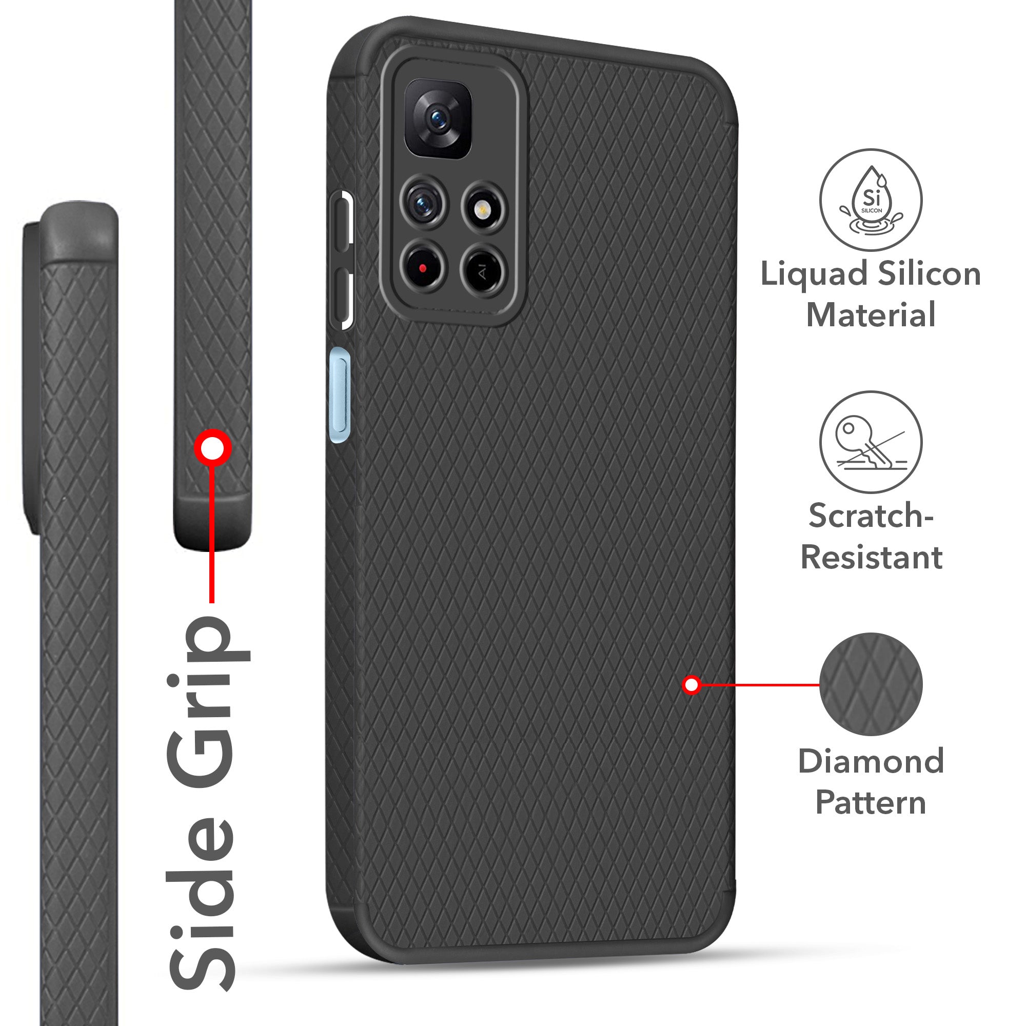 For Xiaomi Mi Redmi Note 10T 5G | Note 10 5G Back Cover Case Liquid Silicone (Camera Protection | Side Grip Texture | Soft and Flexible)