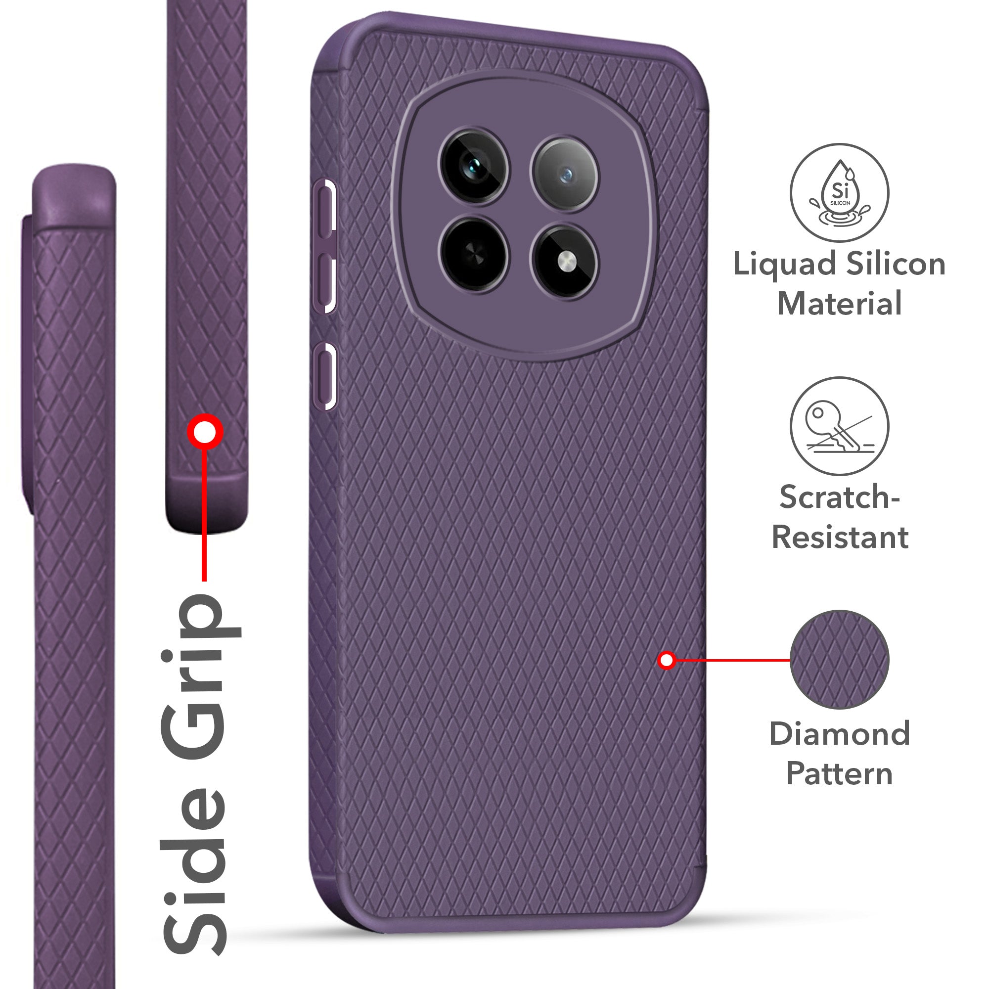 For Realme P2 Pro Back Cover Case (Liquid Silicone | Side Grip | Camera Protection)