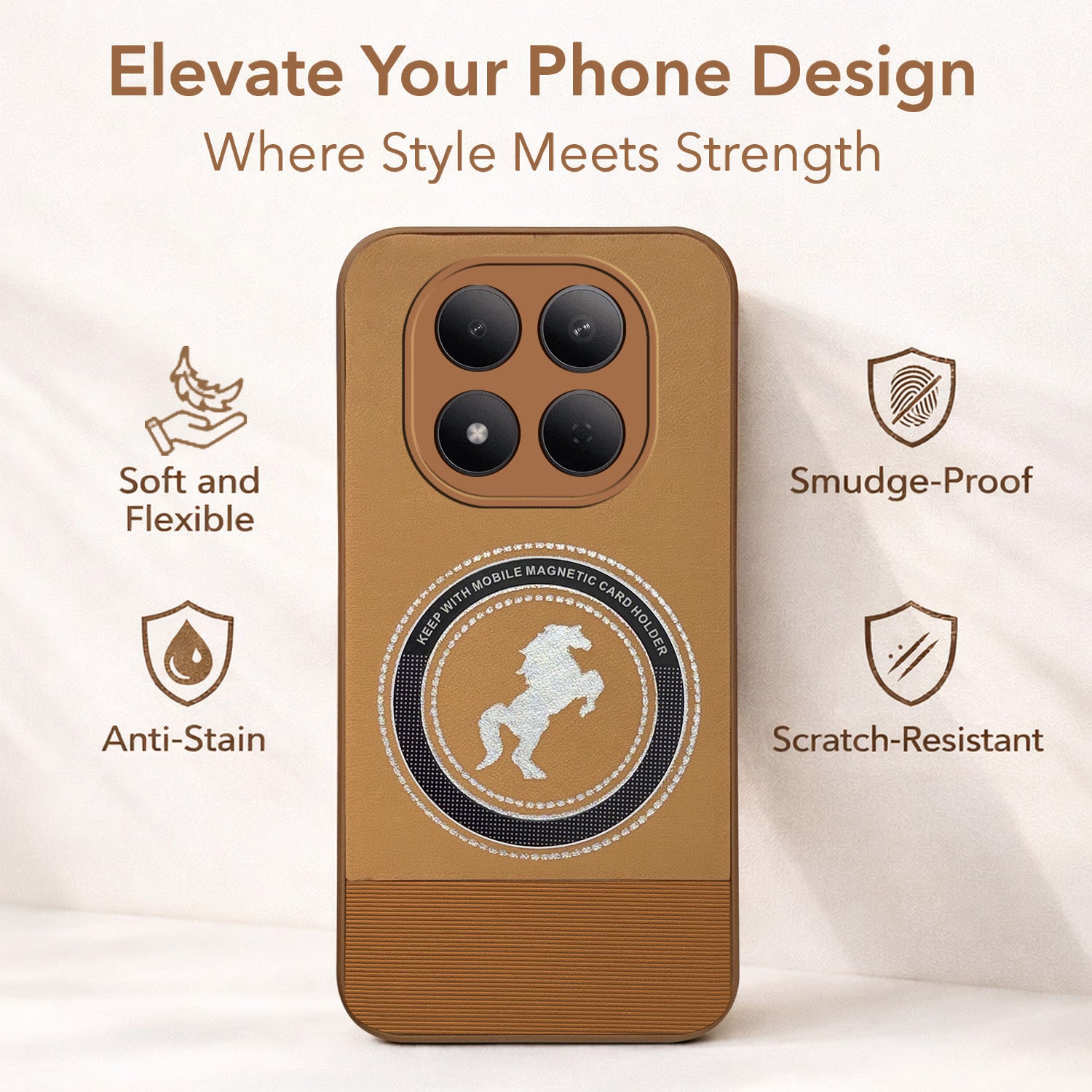 For Xiaomi Redmi Note 15 Pro 5G Back Cover Case PU Leather Finish (Professional Minimalist Texture | MagSafe Compatile | Camera Protection | Sleek Sober Formal)