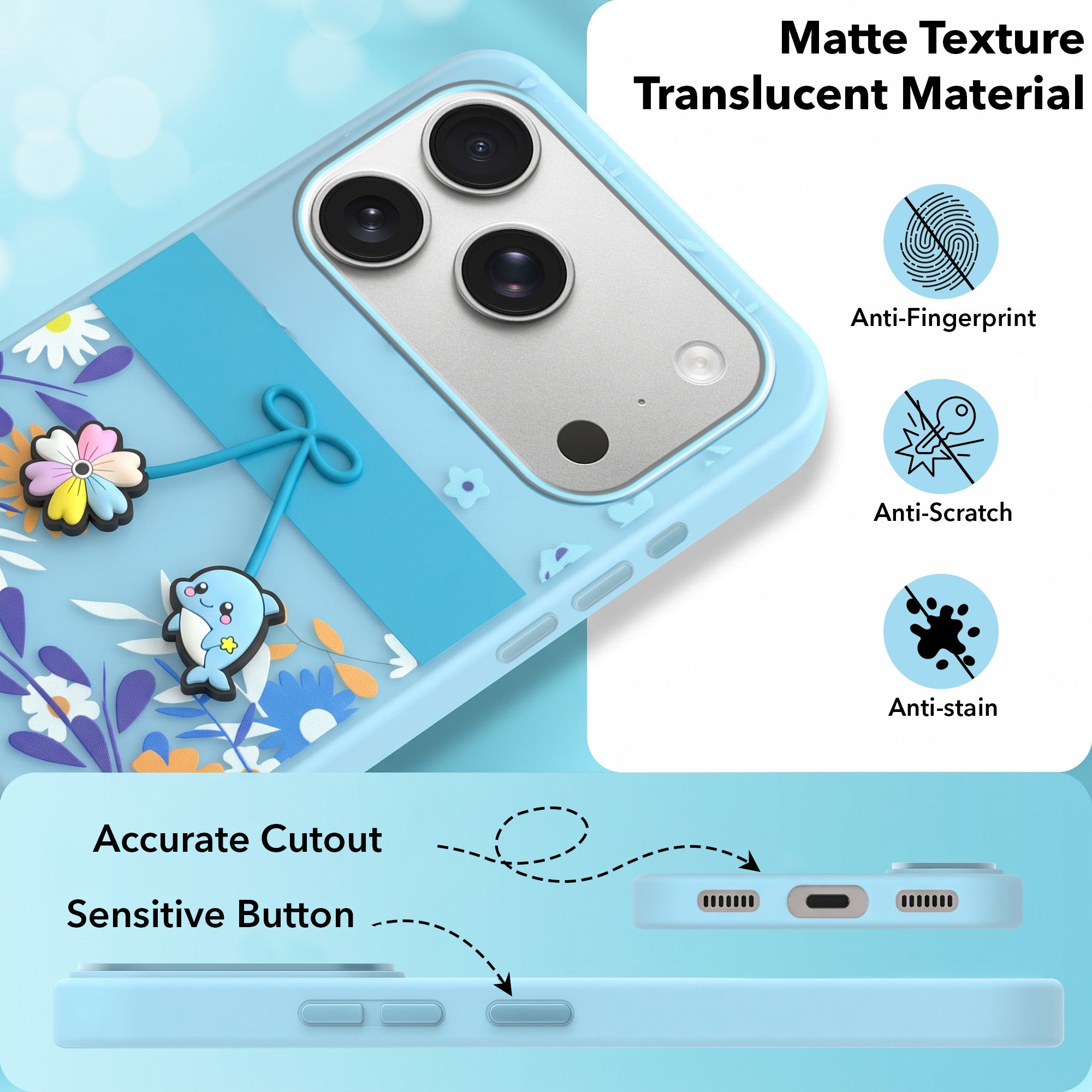 For Apple iPhone 17 Pro Back Cover Case (3D Cute Cartoons | Hard Back Side Soft | Matte Premium Finish | HD Printing)