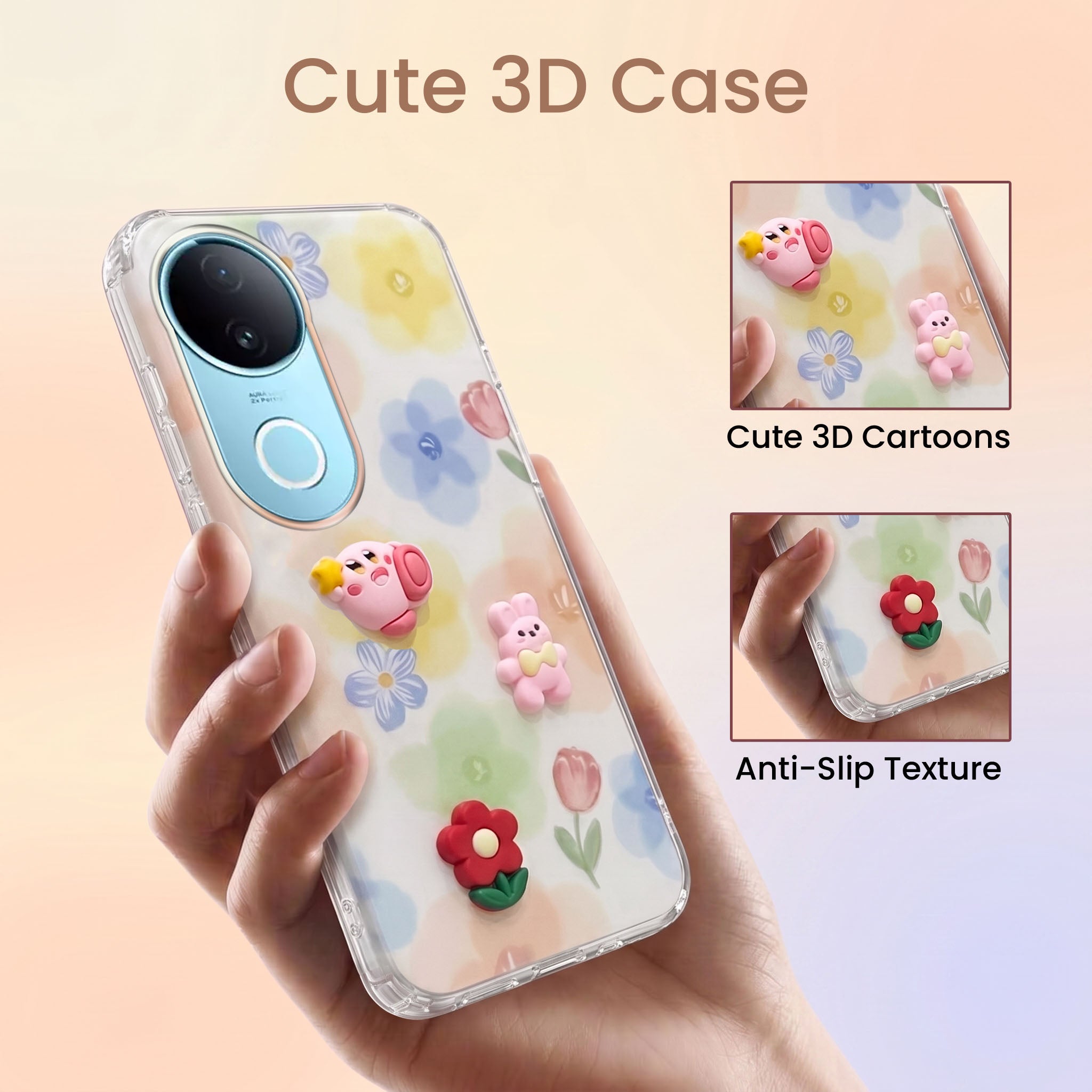 For Vivo iQOO Z10R Back Cover Case (3D Cute Cartoons | Hard Back Side Soft | Matte Premium Finish | HD Printing)