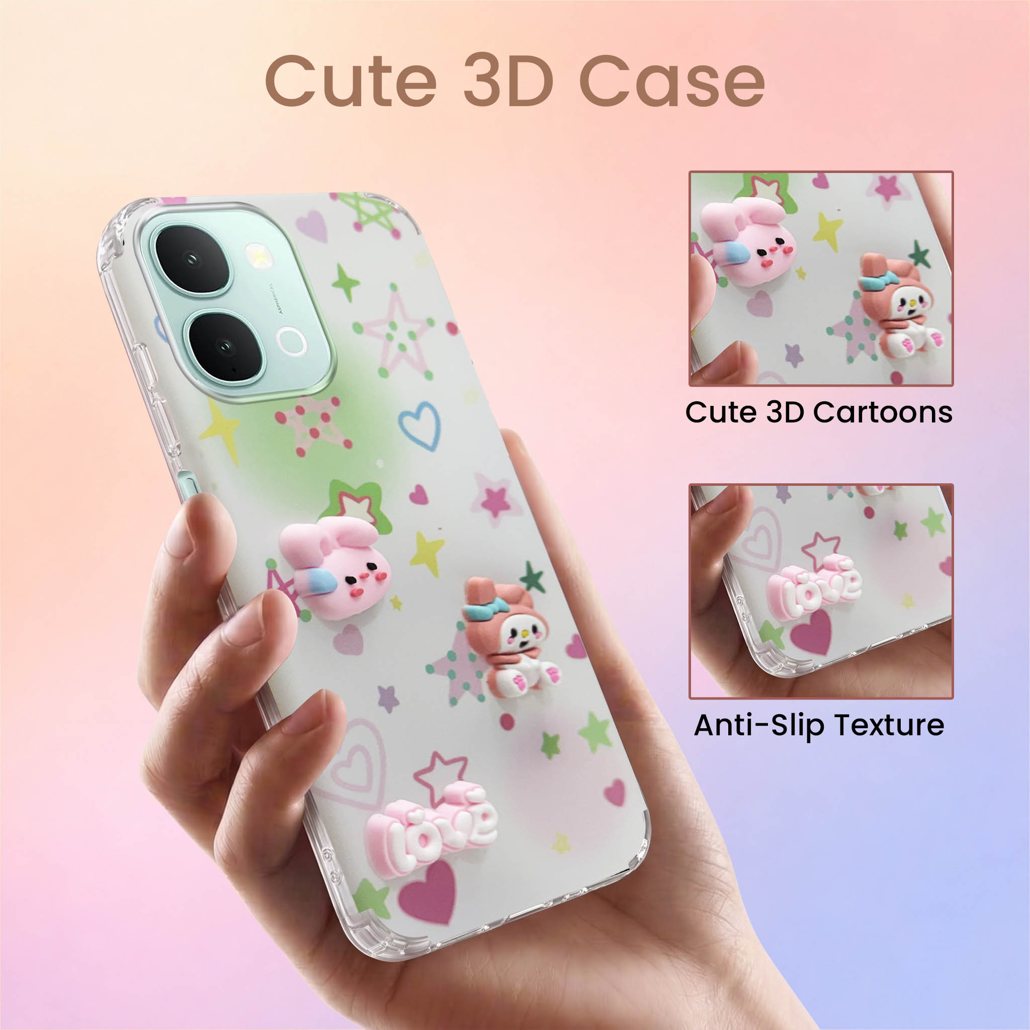 For Vivo iQOO Z11x 5G Back Cover Case (3D Cute Cartoons | Hard Back Side Soft | Matte Premium Finish | HD Printing)