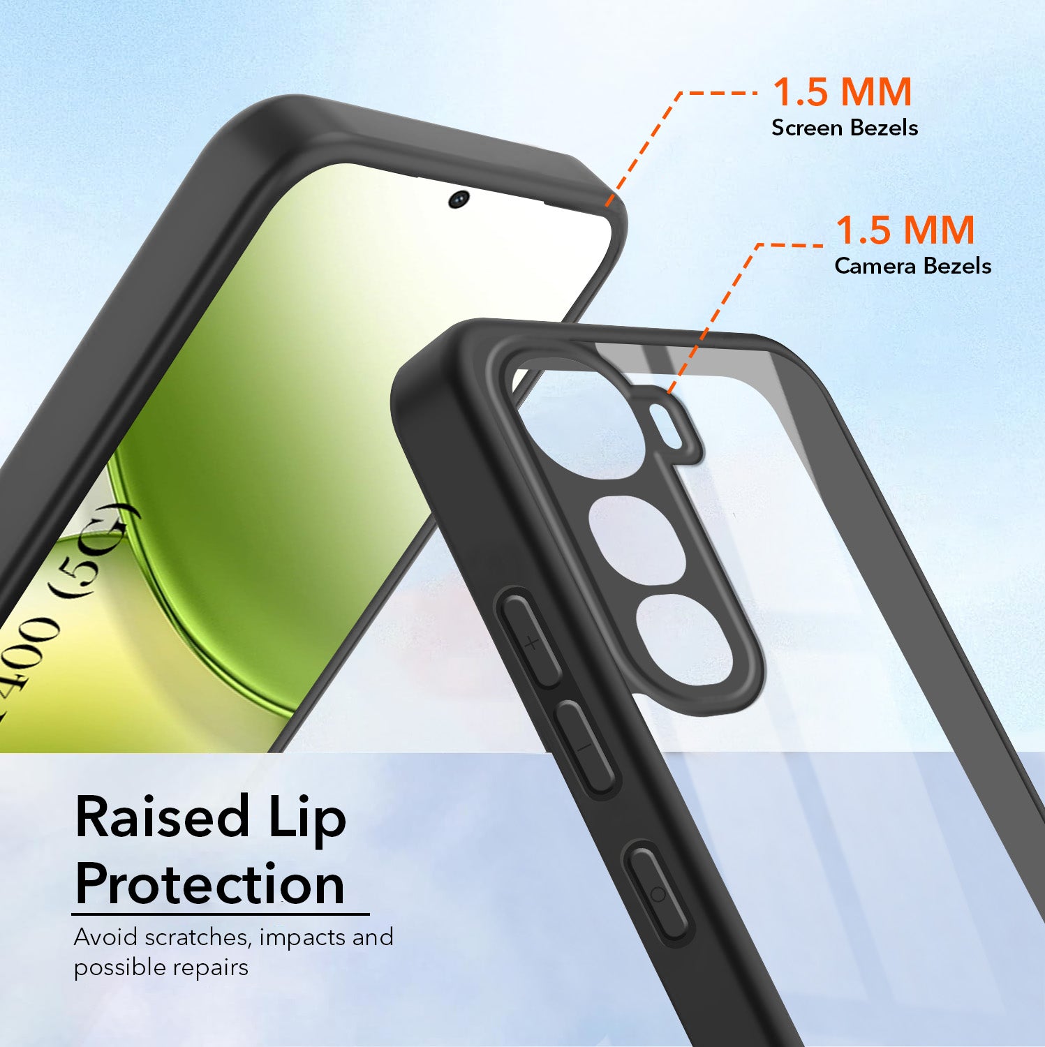 For Vivo Y400 Combo with Back Cover and 9H Tempered Glass (Lifetime Anti-Yellow | Crystal Clear Shockproof | Oleophobic Coating Screen Glass)