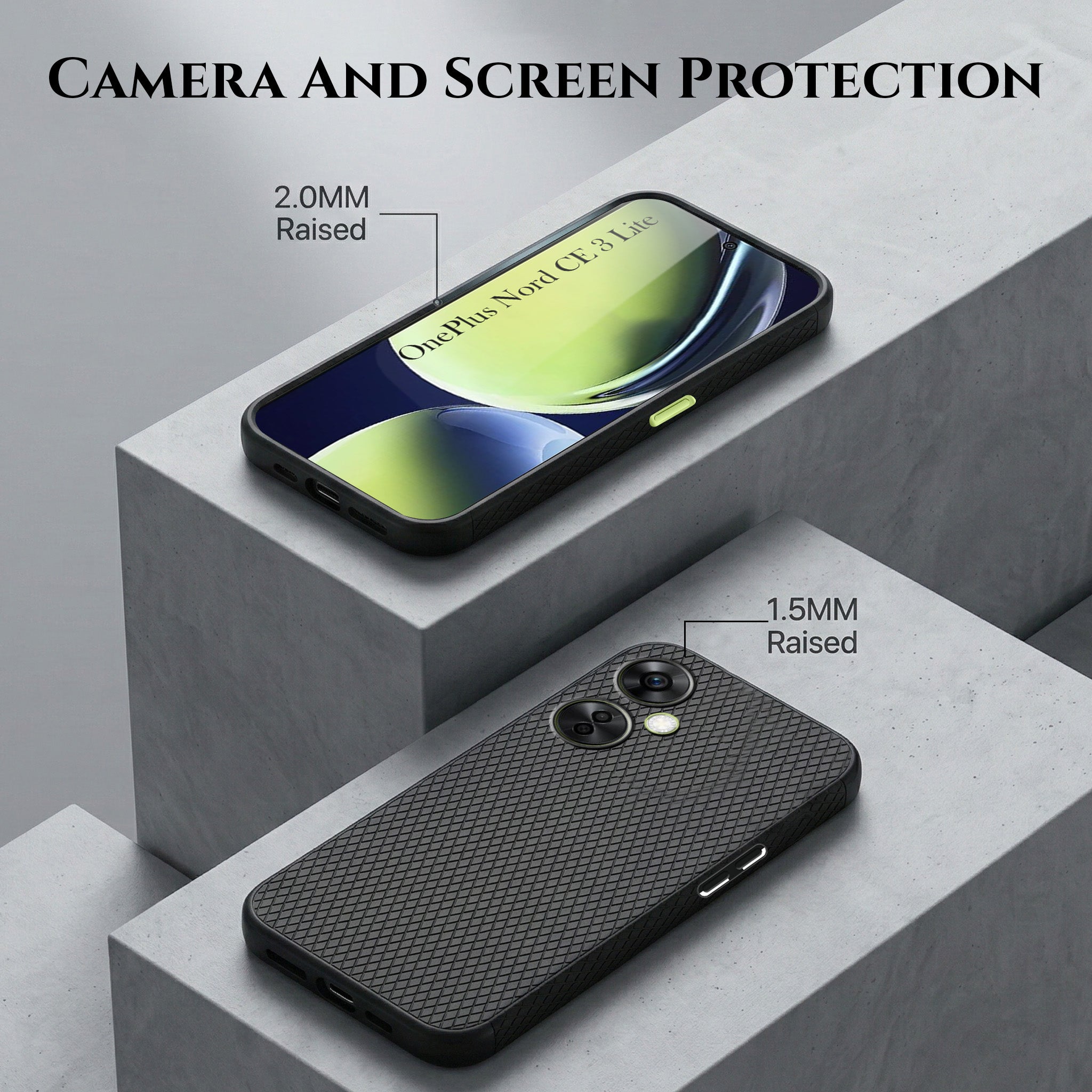 For OnePlus Nord CE 3 Lite Combo with Back Cover and 9H Tempered Glass (Liquid Silicone | Camera Protection | Oleophobic Coating Screen Glass)