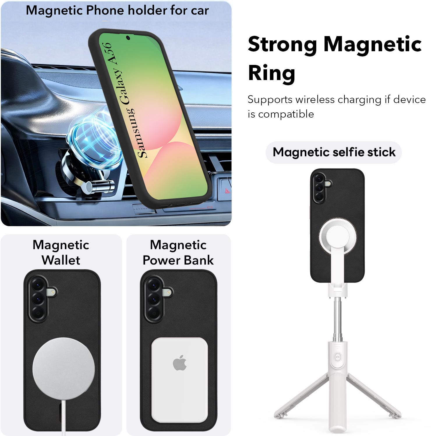 For Samsung Galaxy A56 Back Cover Case Leather Finish (MagSafe Compatible Wireless Charging | Soft Touch | Camera Bump Protection)