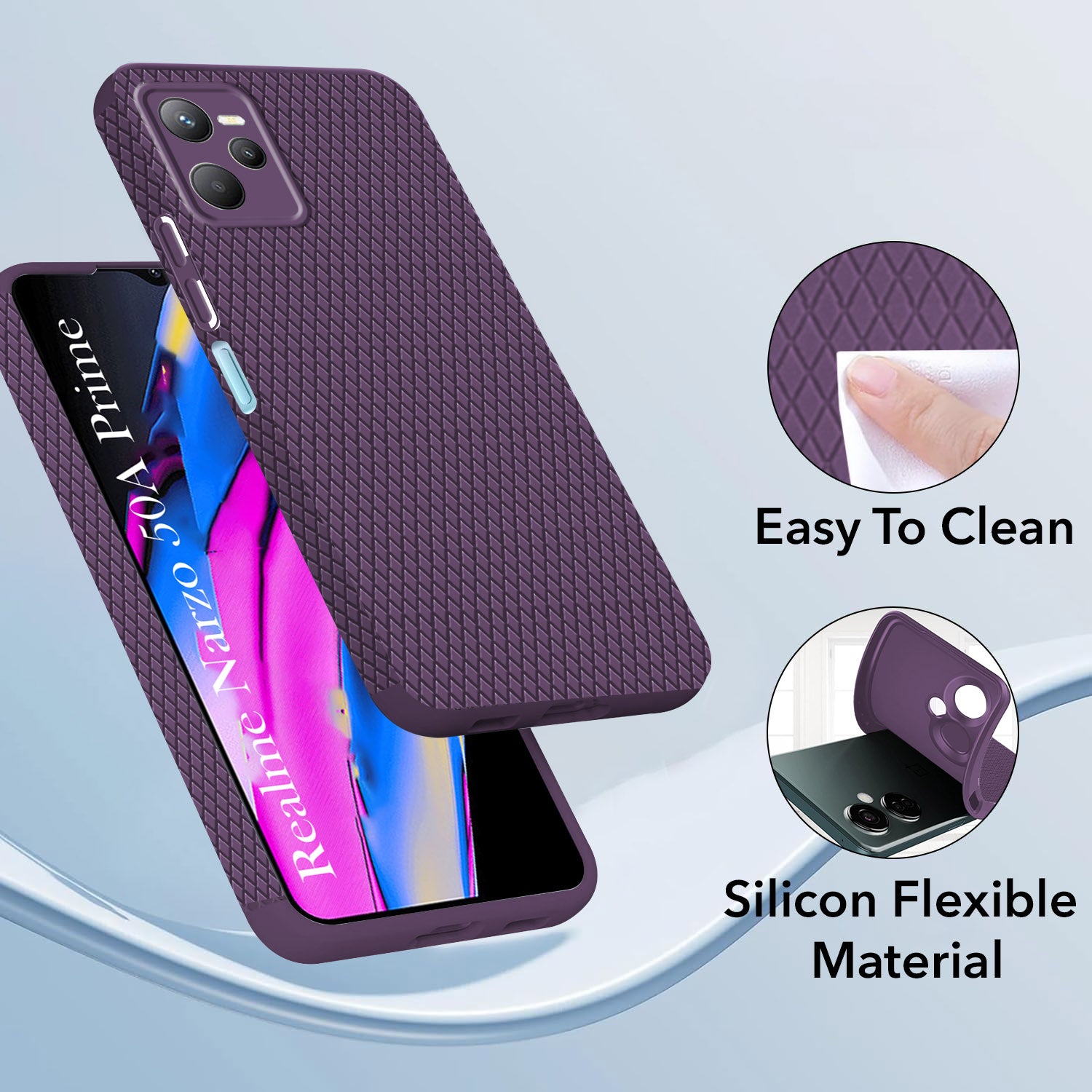For Realme Narzo 50A Prime Back Cover Case (Liquid Silicone | Side Grip | Camera Protection)