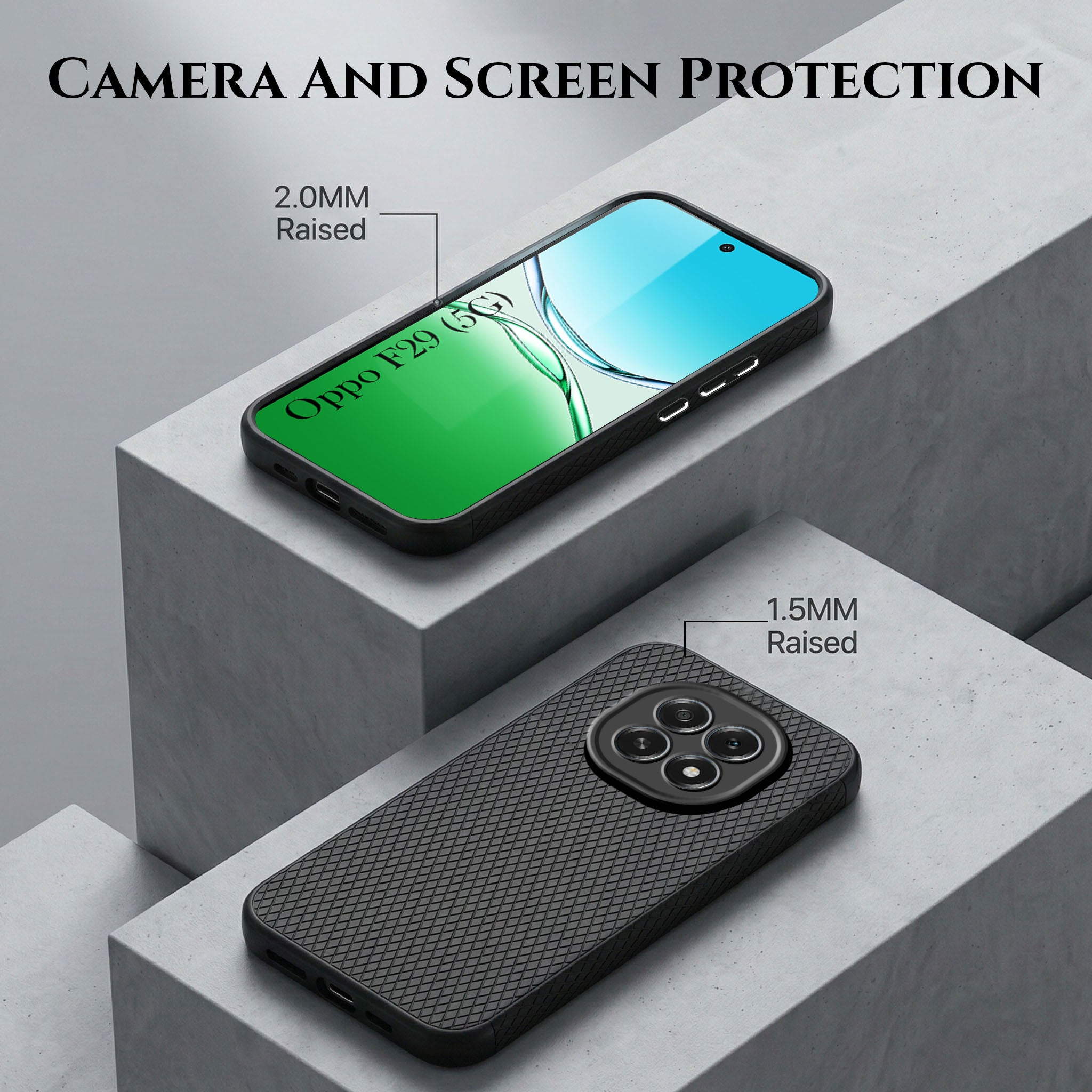 For Oppo F29 Combo with Back Cover and 9H Tempered Glass (Liquid Silicone | Camera Protection | Oleophobic Coating Screen Glass)