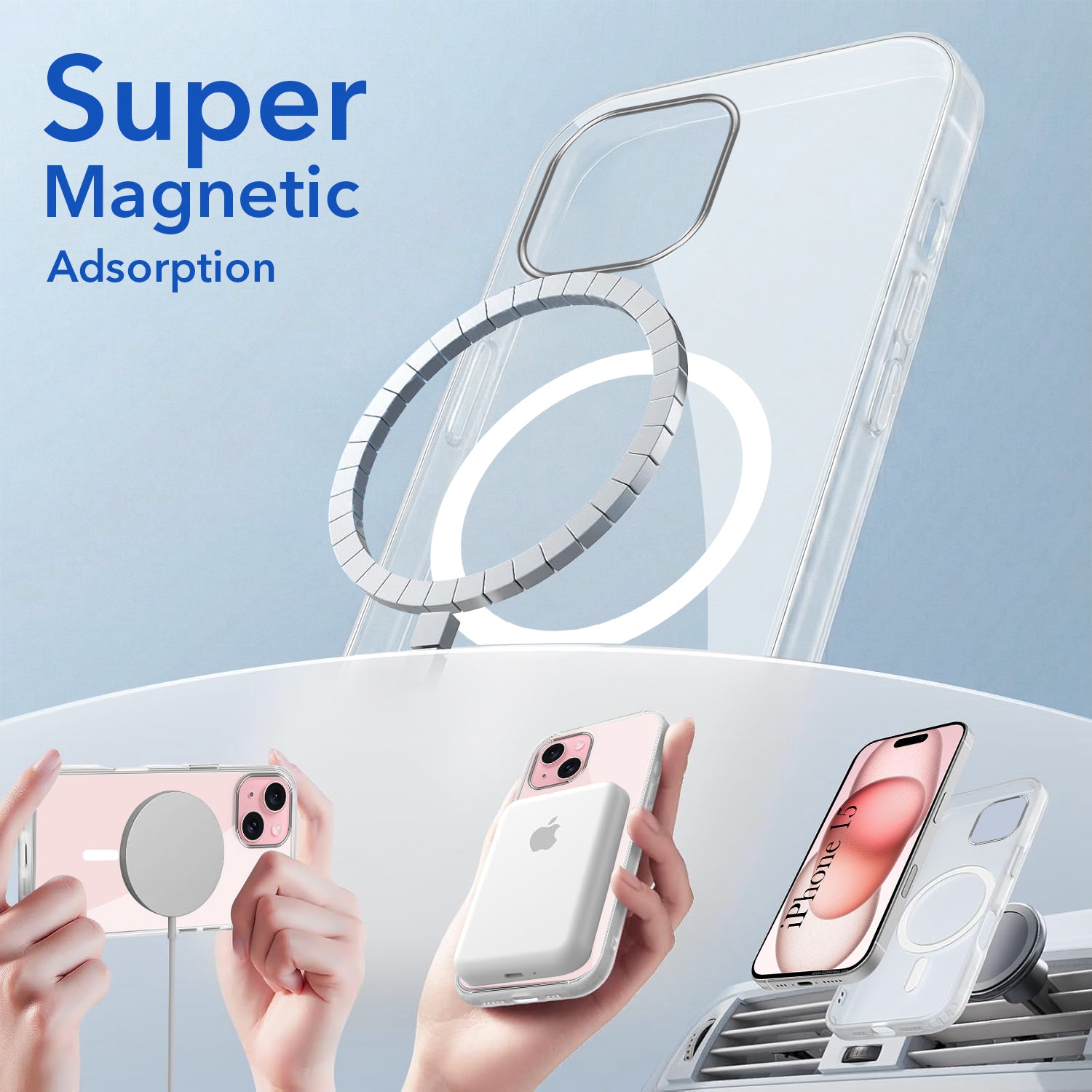 For Apple iPhone 15 Back Case Cover Lifetime Anti-Yellow MagSafe Compatible Clear (Sleek Hard Crystal | Camera Protection and Shockproof)