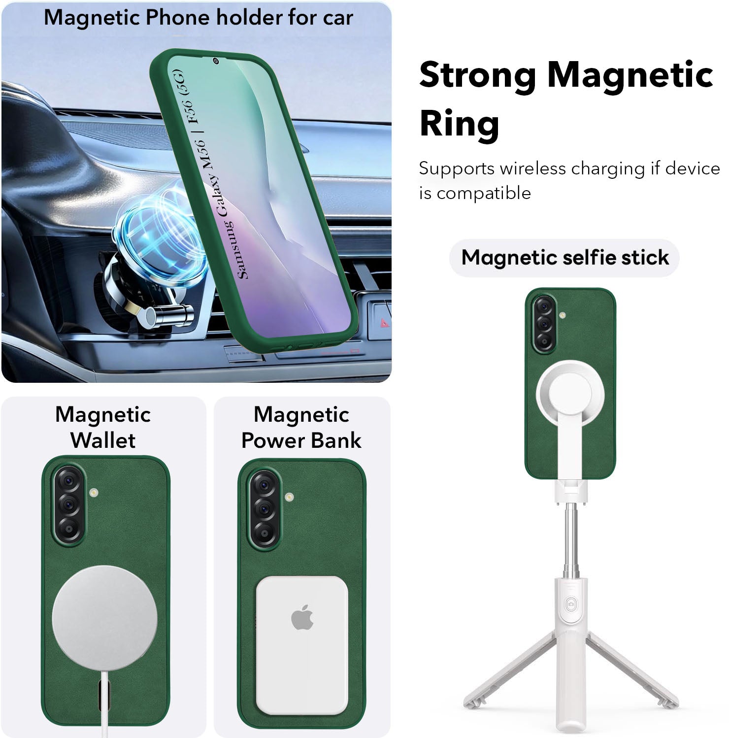 For Samsung Galaxy M56 | Samsung Galaxy F56 Back Cover Case Leather Finish (MagSafe Compatible Wireless Charging | Soft Touch | Camera Bump Protection)
