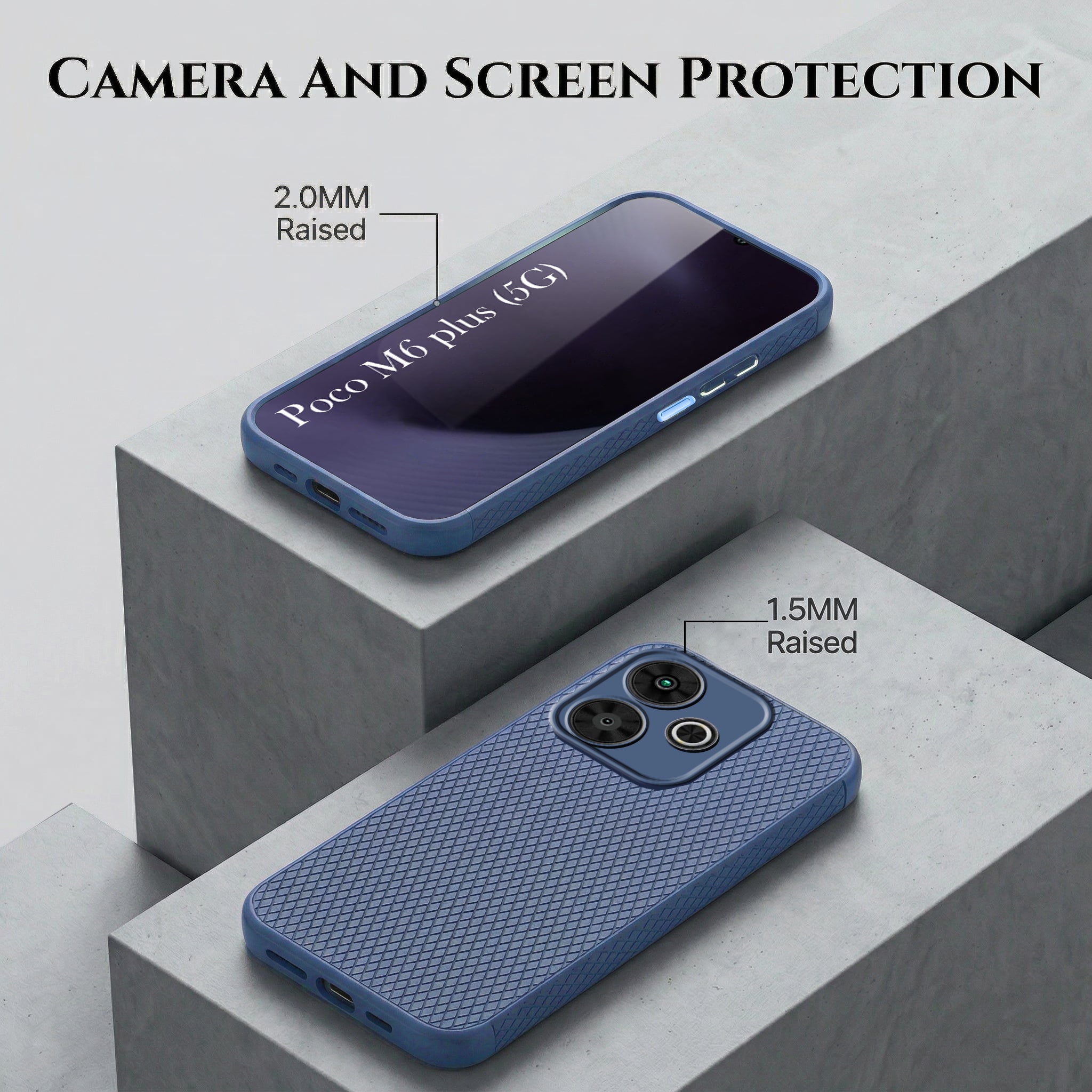 For Poco M6 Plus 5G Combo with Back Cover and 9H Tempered Glass (Liquid Silicone | Camera Protection | Oleophobic Coating Screen Glass)