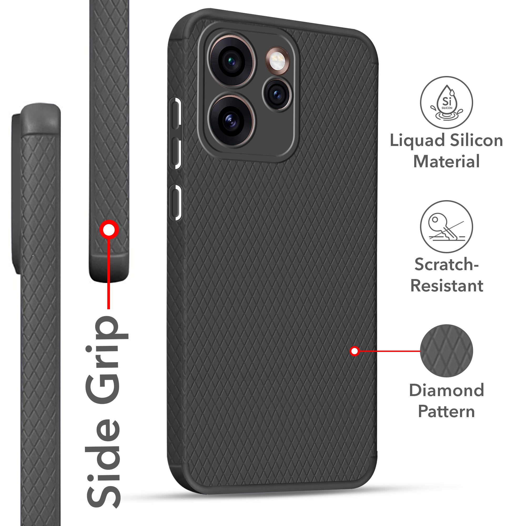 For Oppo Reno15 Pro 5G | Oppo Reno 15 Pro 5G Back Cover Case Liquid Silicone (Camera Protection | Side Grip Texture | Soft and Flexible)