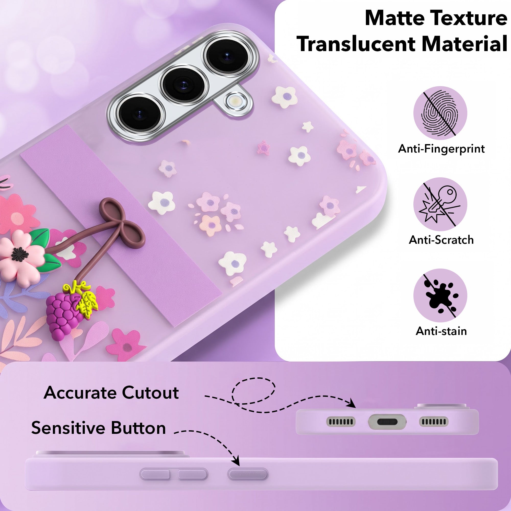 For Samsung Galaxy S24 FE Back Cover Case (3D Cute Cartoons | Hard Back Side Soft | Matte Premium Finish | HD Printing)