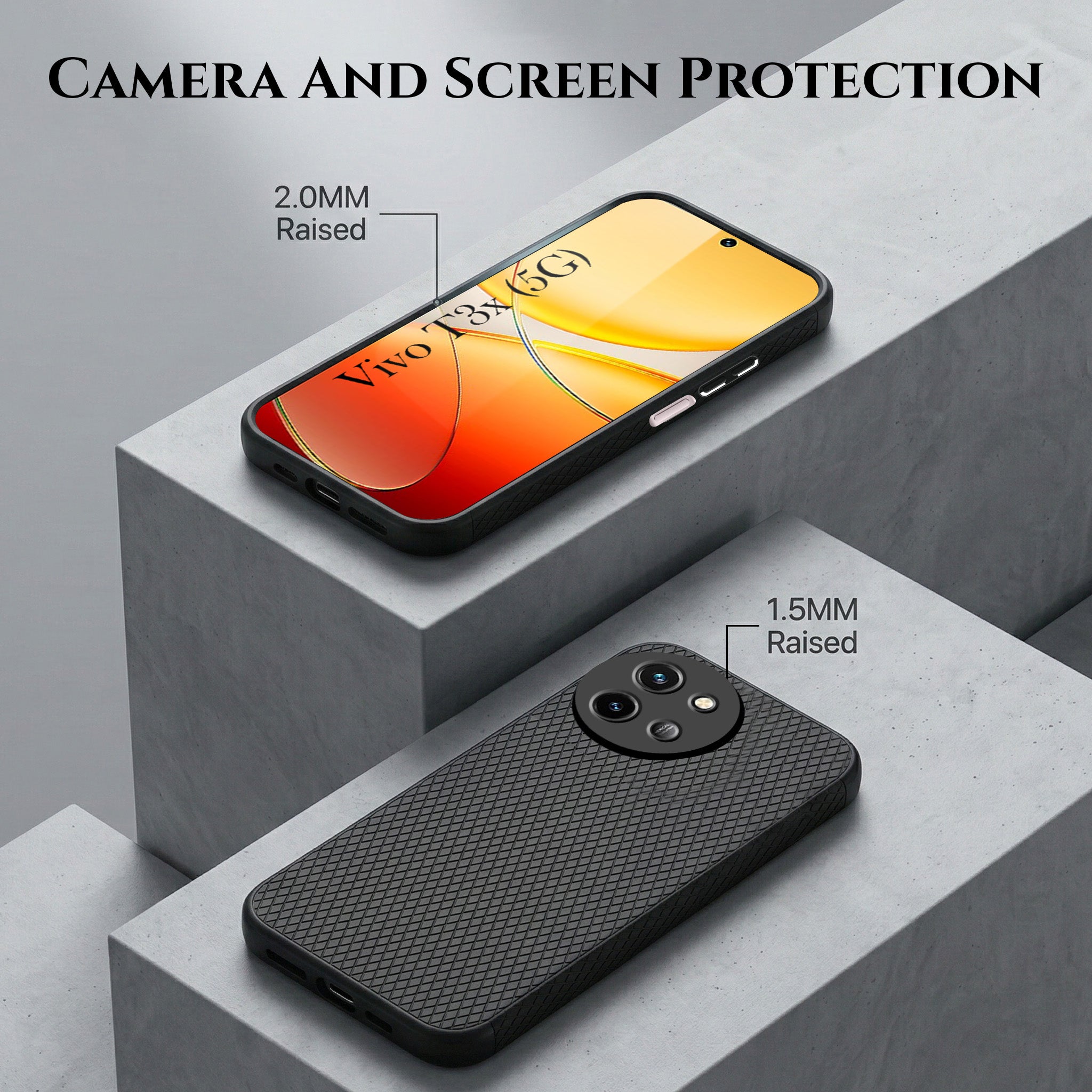 For Vivo T3X 5G Combo with Back Cover and 9H Tempered Glass (Liquid Silicone | Camera Protection | Oleophobic Coating Screen Glass)
