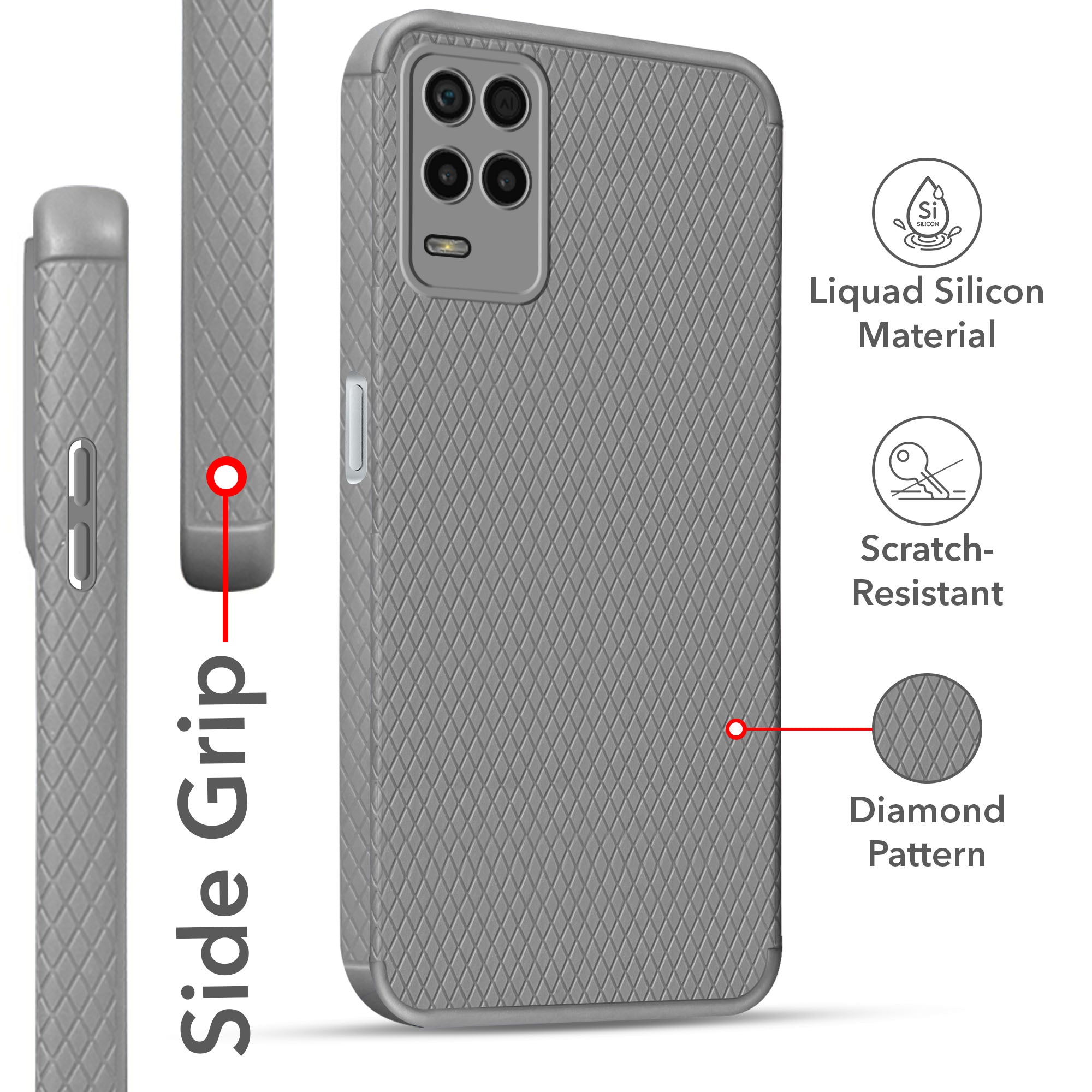 For Realme 8 5G Back Cover Case (Liquid Silicone | Side Grip | Camera Protection)