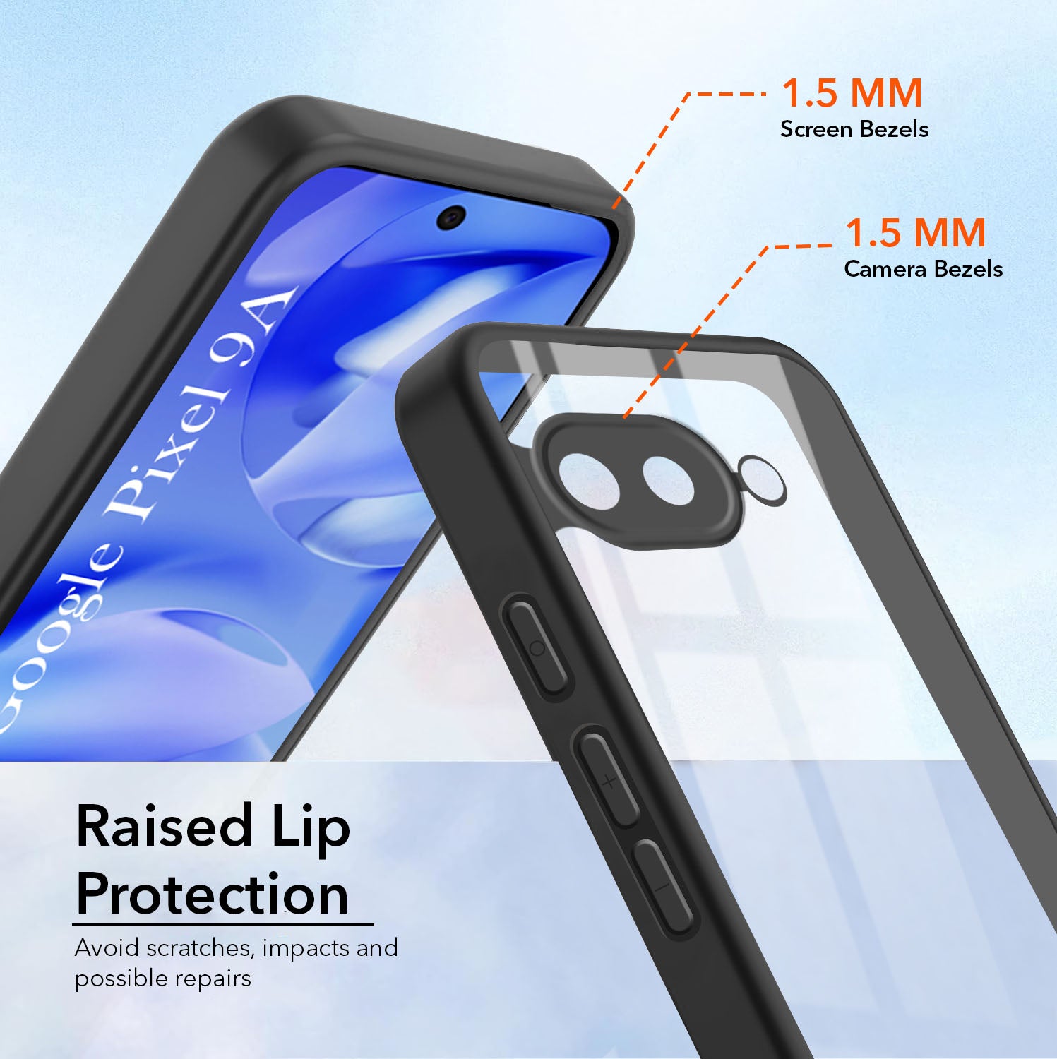 For Google Pixel 9A Combo with Back Cover and 9H Tempered Glass (Lifetime Anti-Yellow | Crystal Clear Shockproof | Oleophobic Coating Screen Glass)