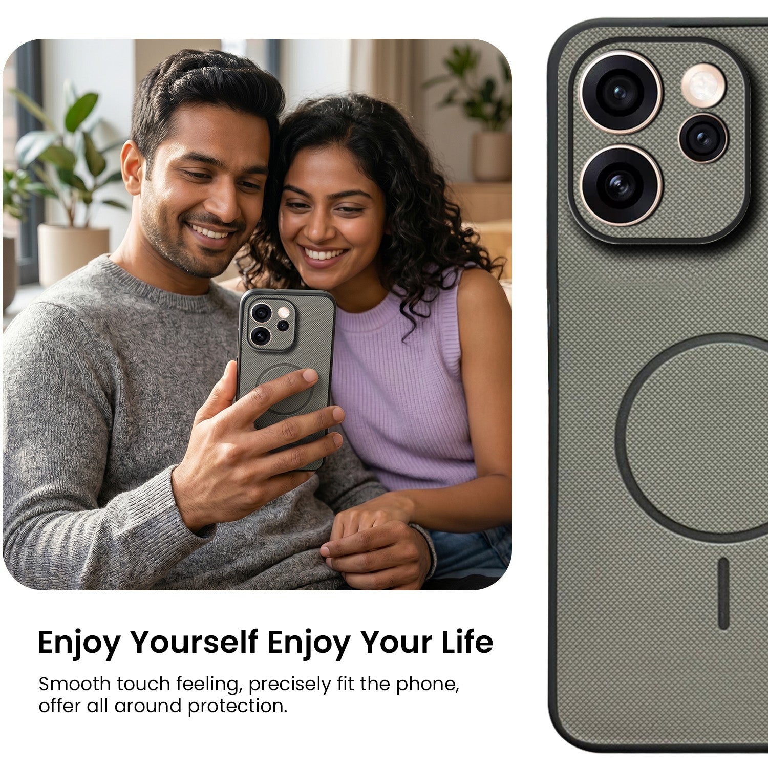 For Oppo Reno15 Pro 5G Back Cover Case PU Leather (Texture Grip Design | Professional Minimalist | Camera Protection | Soft and Flexible)