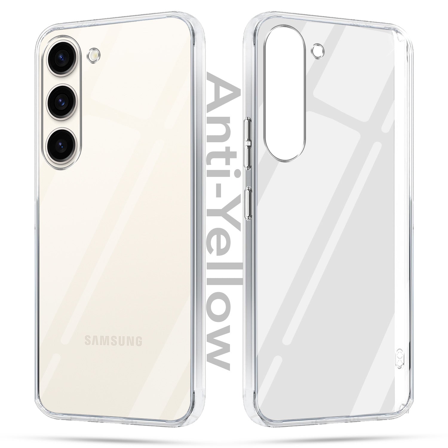 For Samsung Galaxy S23 Plus Combo with Back Cover and 9H Tempered Glass (Lifetime Anti-Yellow | Sleek Hard Crystal | Oleophobic Coating Screen Glass)