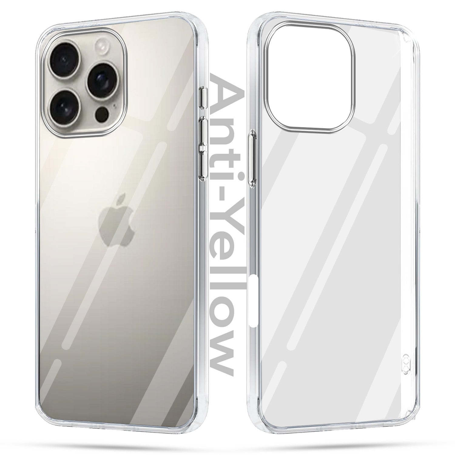 For Apple iPhone 16 Pro Max Combo with Back Cover and 9H Tempered Glass (Lifetime Anti-Yellow | Sleek Hard Crystal | Oleophobic Coating Screen Glass)