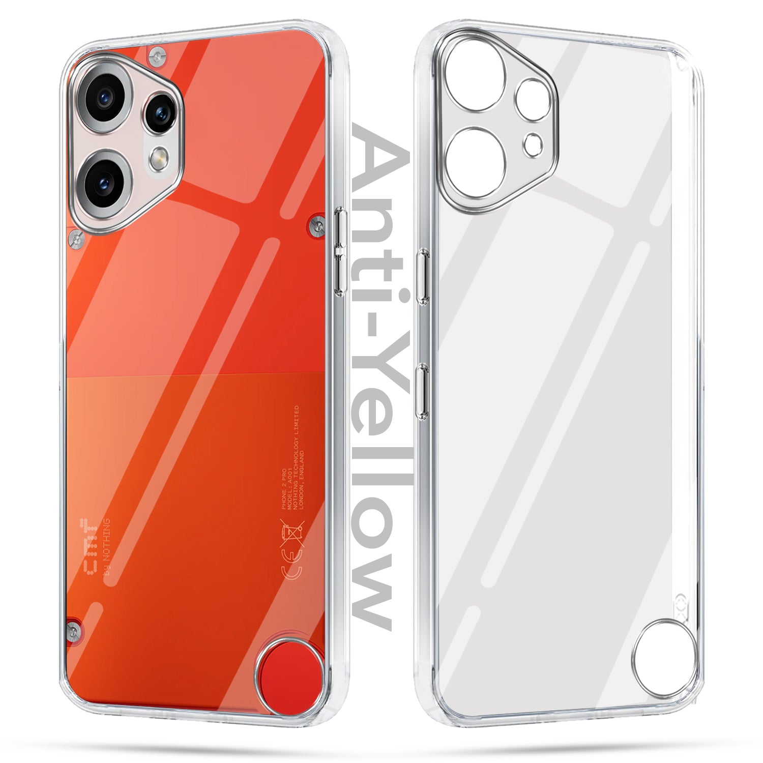 For Nothing CMF Phone 2 Pro Combo with Back Cover and 9H Tempered Glass (Lifetime Anti-Yellow | Sleek Hard Crystal | Oleophobic Coating Screen Glass)